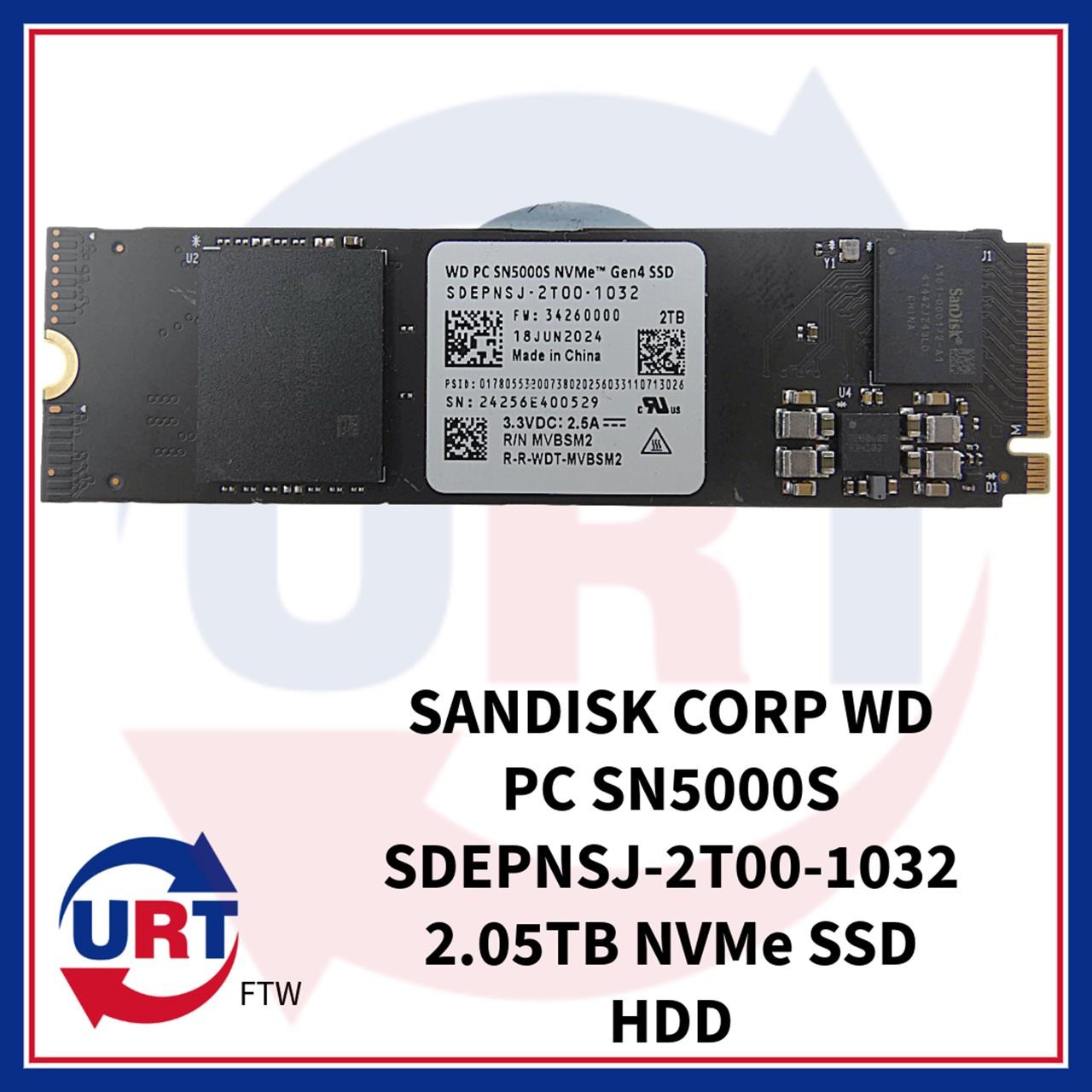 SANDISK CORP WD PC SN5000S SDEPNSJ-2T00-1032 2.05TB NVMe SSD HDD #161998#