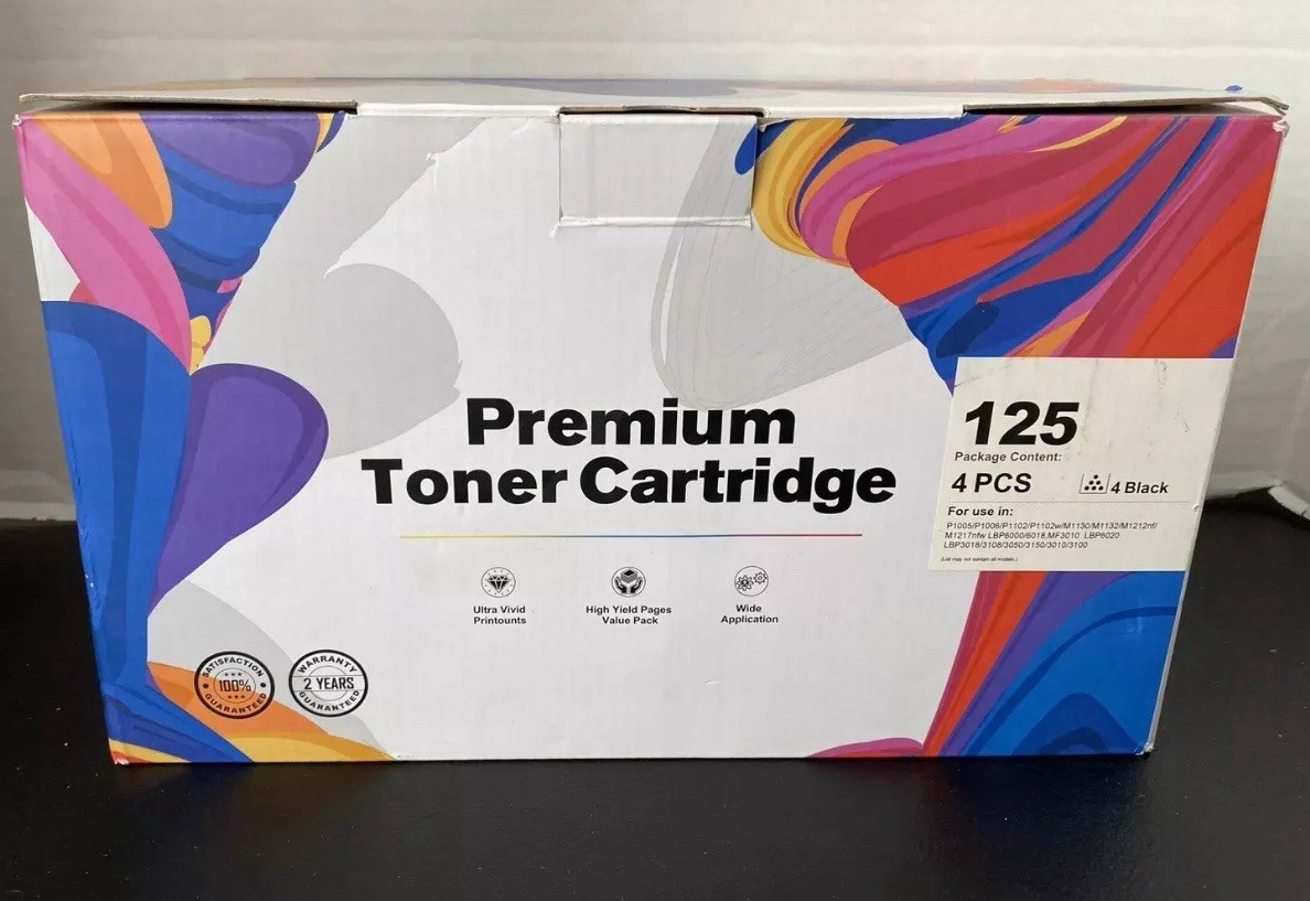 4 PCS Premium Toner Cartridge 125 NEW Expiry Date: 10/2026