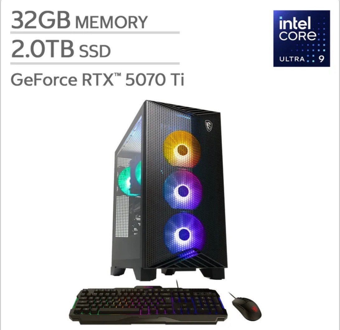 MSI Aegis R2 AI Gaming Desktop 32GB RAM 2TB SSD RTX 5070 Ti B2NVR9-1450US NEW