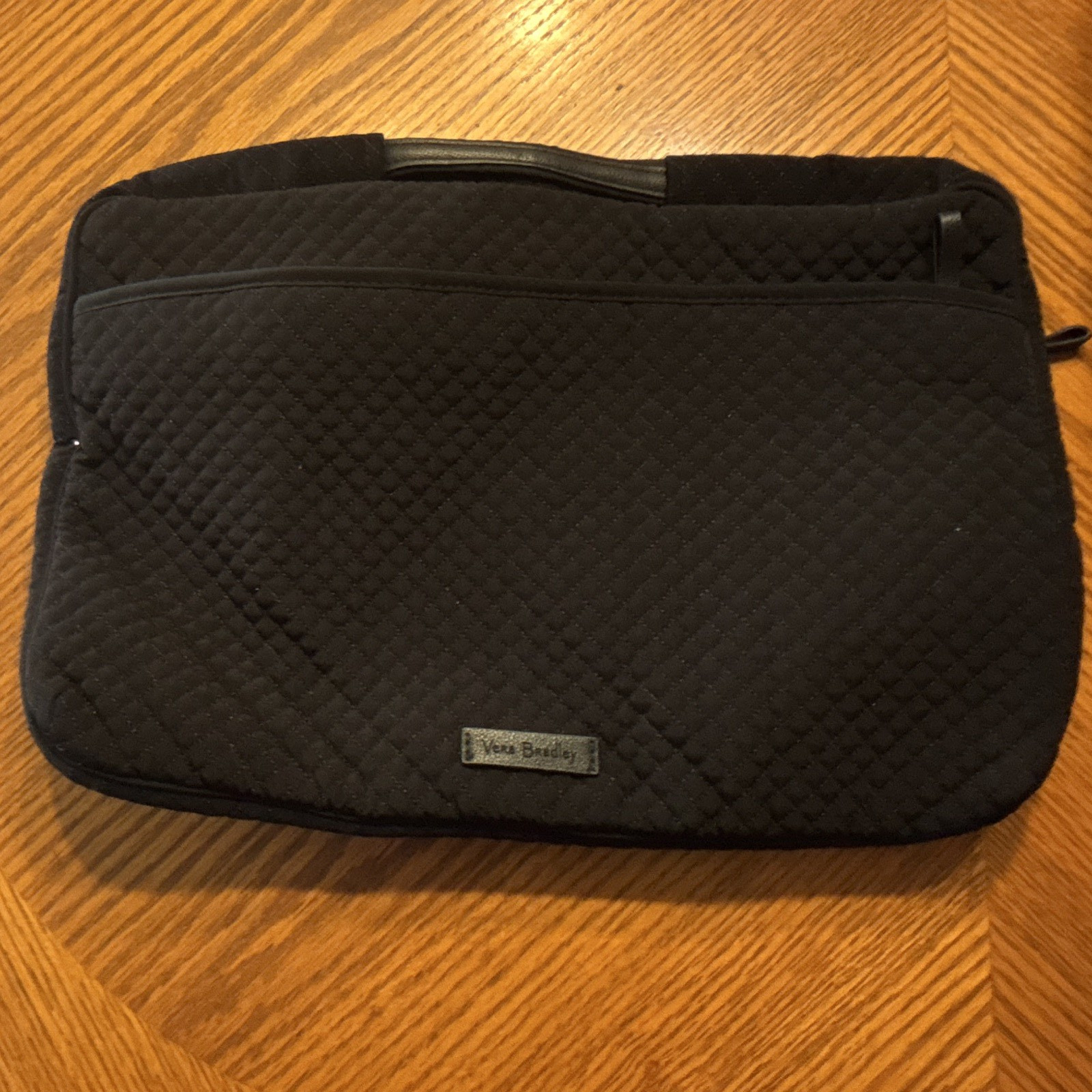 Vera Bradley 13in Quilted Cotton Padded Zip Laptop Sleeve Case, Black