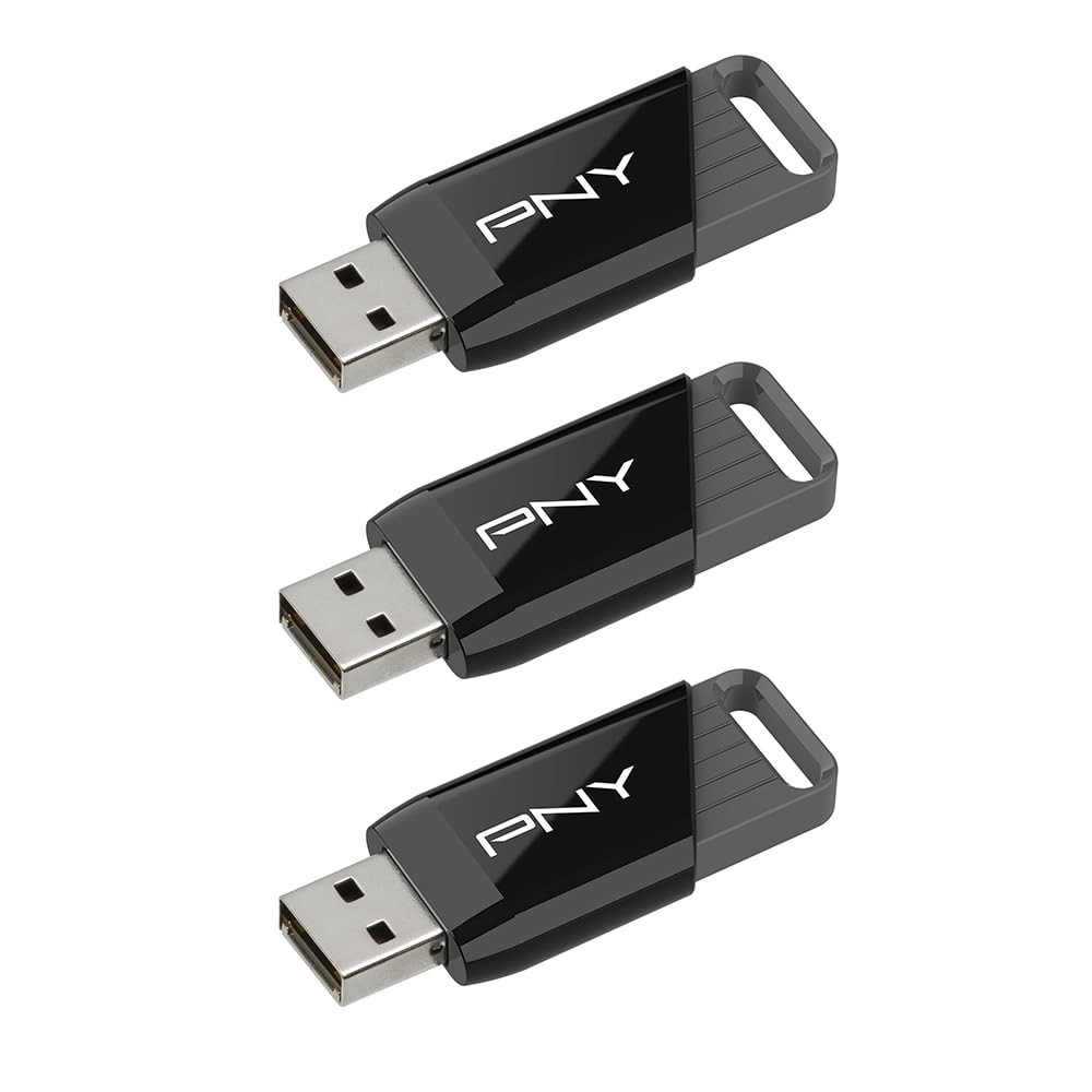 PNY 128GB Attaché X USB 3.2 Gen 1 Flash Drive 3-Pack Type-A Sliding Collar