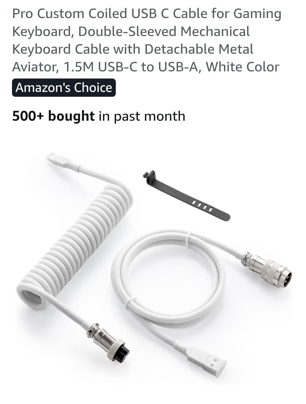 Coiled Usb C Cable Gaming Keyboard 1.5m USB-C to USB-A