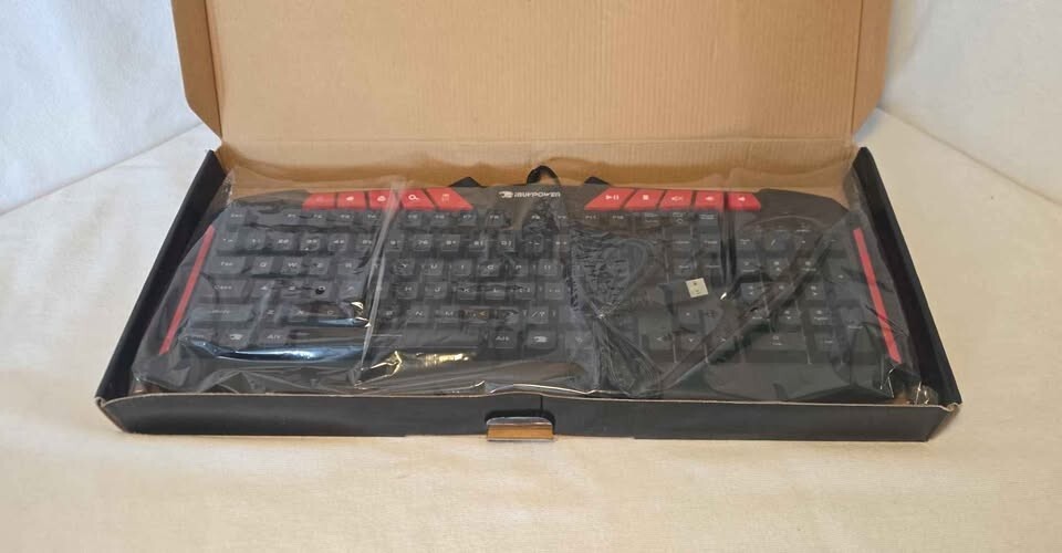 iBuyPower Ares M1 RGB Gaming Keyboard Spill Resistant Black Red Multimedia Keys