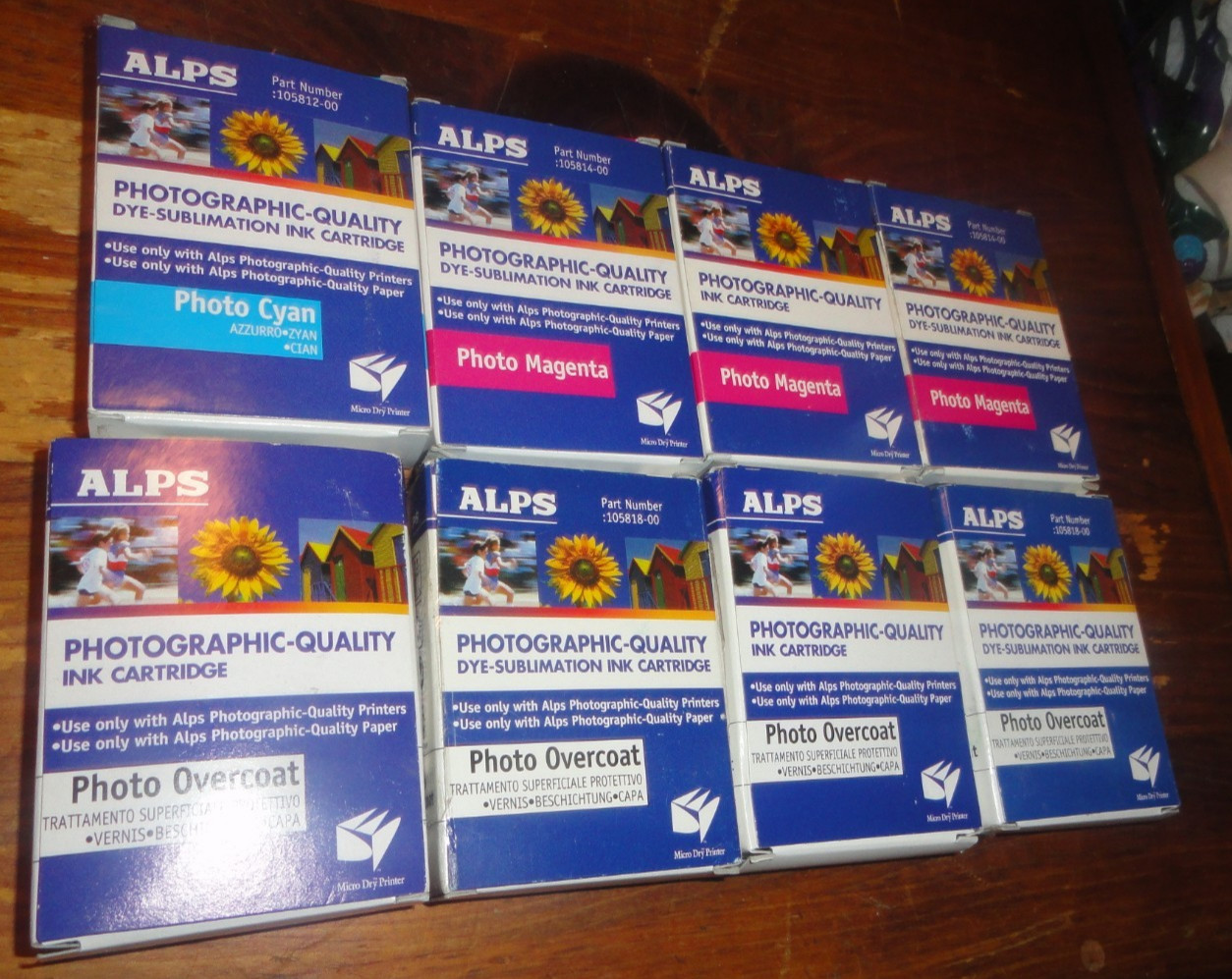 8 NEW ALPS INK PHOTO OVERCOAT CYAN MAGNETIA Cartridge LOT FOR MD Series Printer