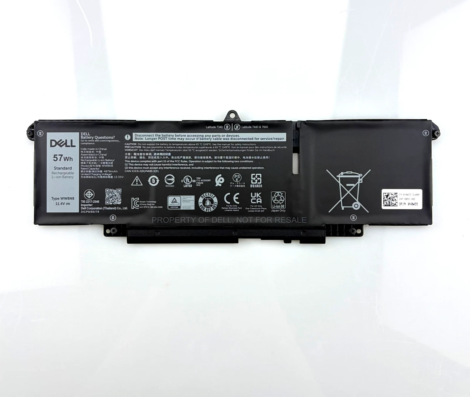 OEM Genuine 57W WW8N8 Battery For Dell Latitude 7340 7350 7440 7450 7640 7650 US