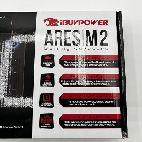 BLACK - IBUYPOWER ARES M2 RGB BACKLIT USB WIRED GAMING KEYBOARD