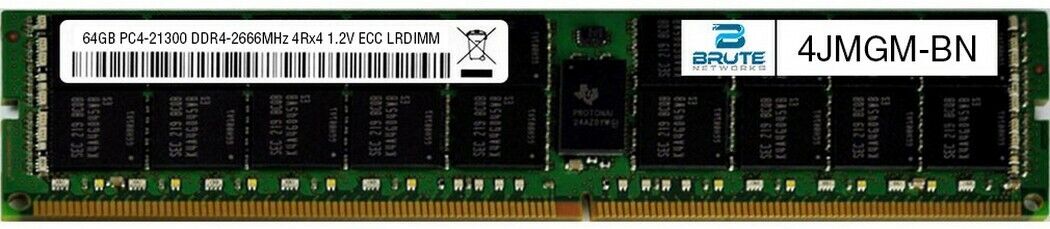4JMGM - Dell Compatible 64GB PC4-21300 DDR4-2666MHz 4Rx4 1.2V ECC LRDIMM