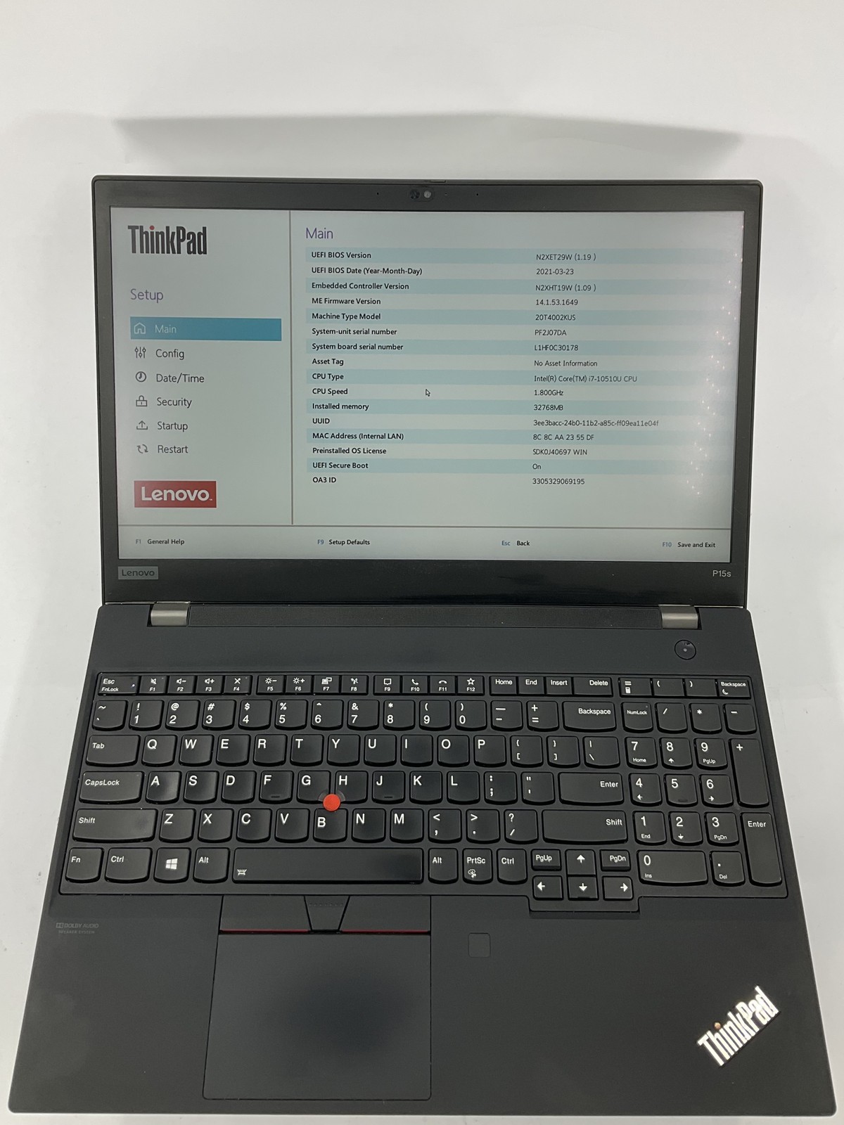 Lenovo ThinkPad P15s Gen 115.6" Touch Core i7-10510U 256GB 32GB W11P P520 *READ*