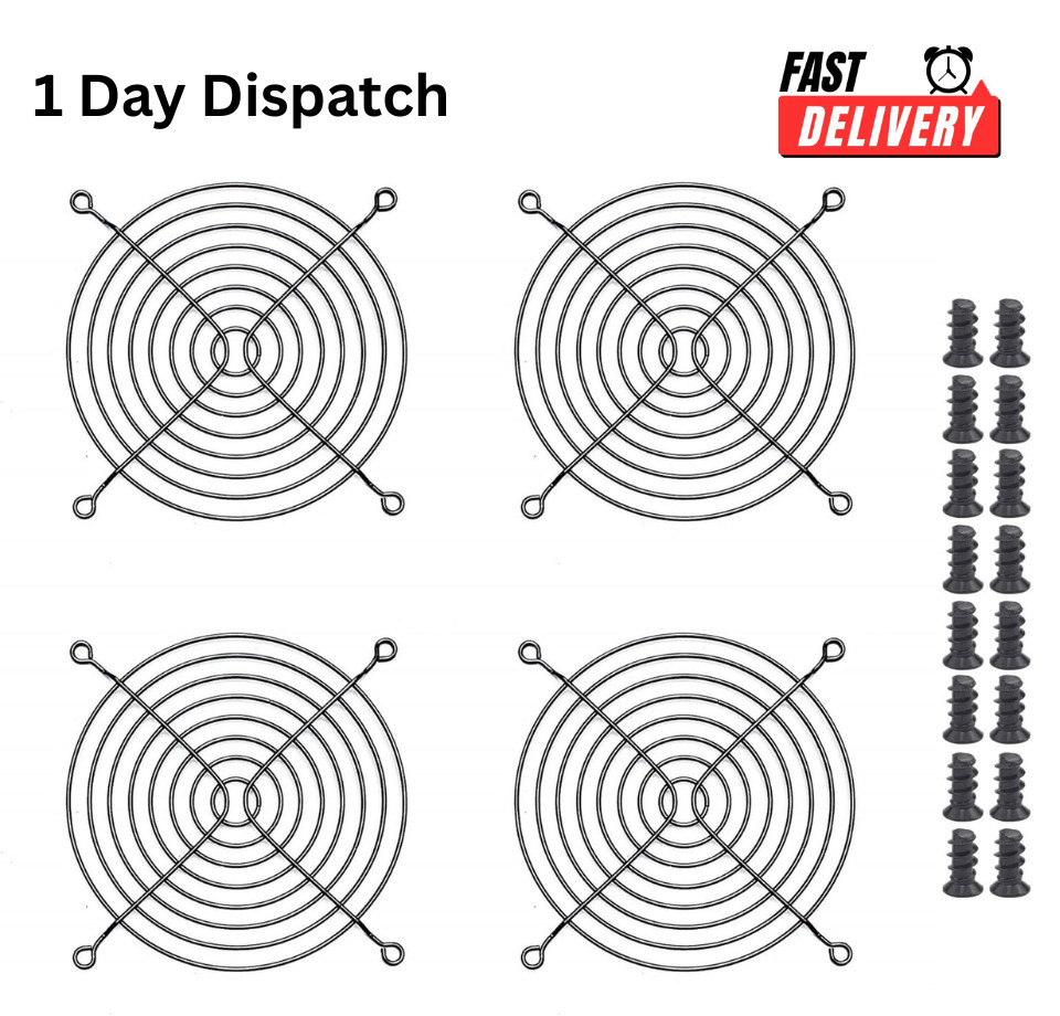Easycargo 4 Pack 120mm Fan Grill Guard Black w/ Mounting Screws