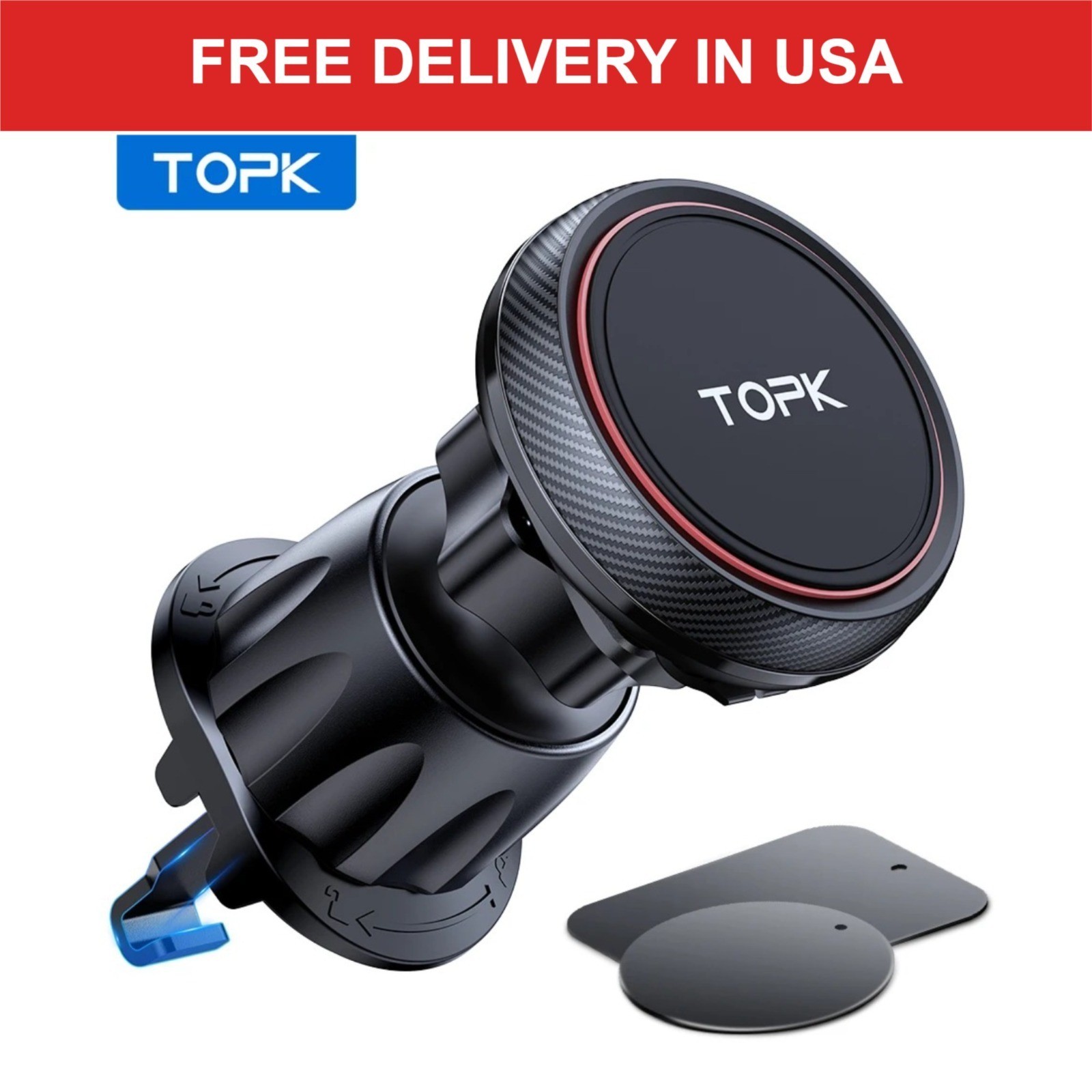 TOPK Magnetic Car Phone Holder Air Vent Mount 6 N52 Magnets Universal
