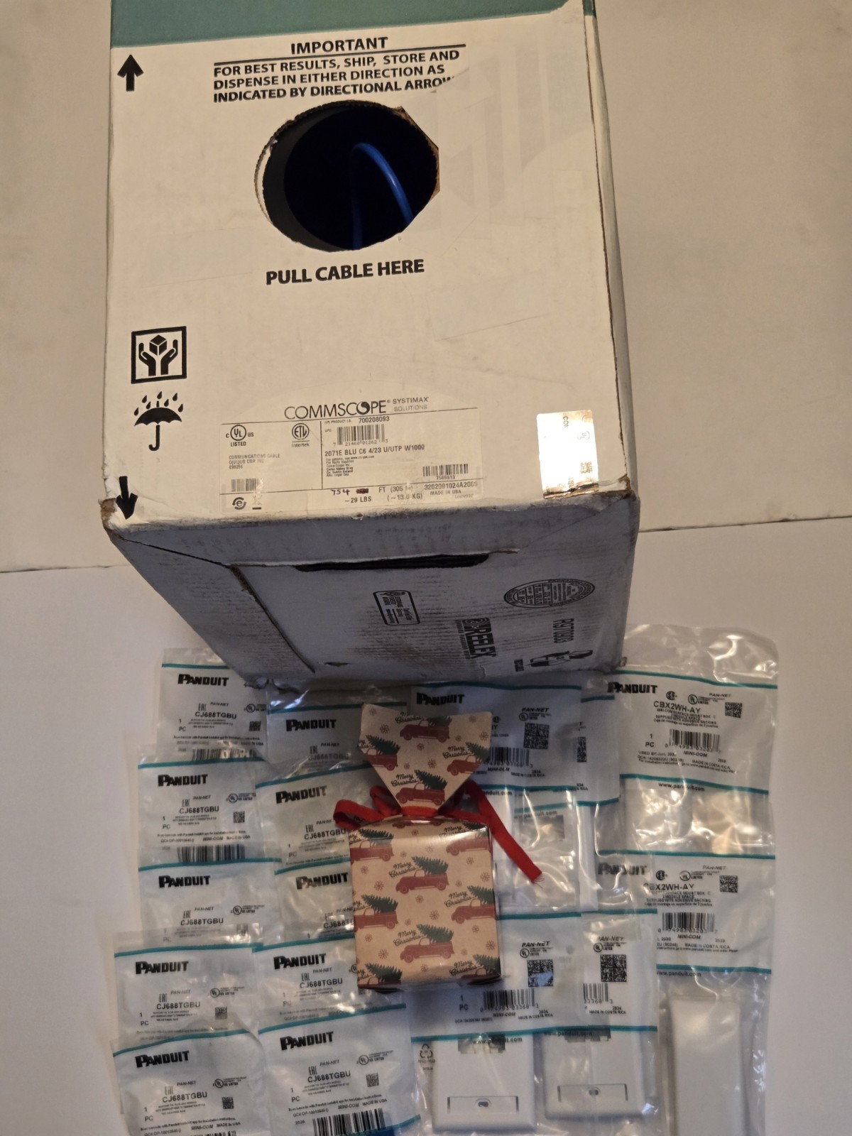 CommScope Systimax 2071E Cat6 Plenum Blue 754ft + 10 Panduit Jacks Plates Bundle