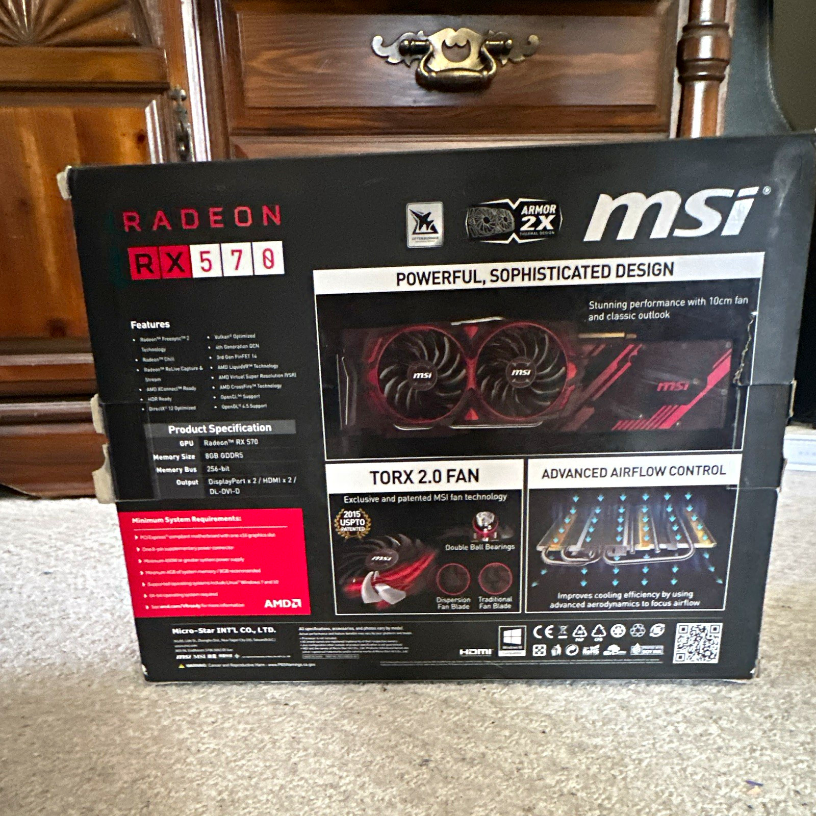 MSI Radeon RX 570 ARMOR MK2 OC 8GB GDDR5 VR Ready DP/HDMI/DVI-D