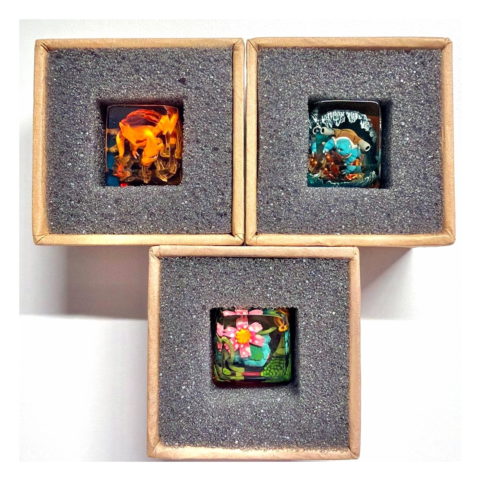 S-craft Artisan Keycap Pokemon Charizard Venusaur Blastoise Set Keyboard USED