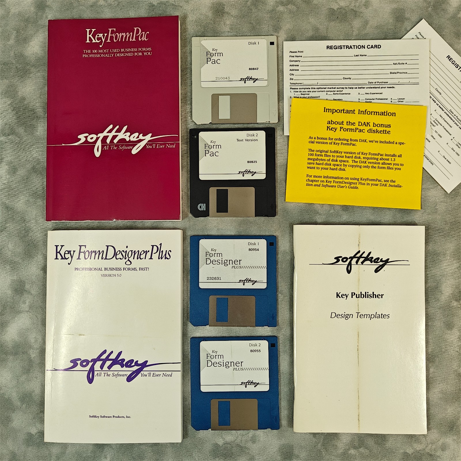 Vintage SoftKey Key FormPac & FormDesigner Plus v5.0 3.5” PC Floppy Bundle