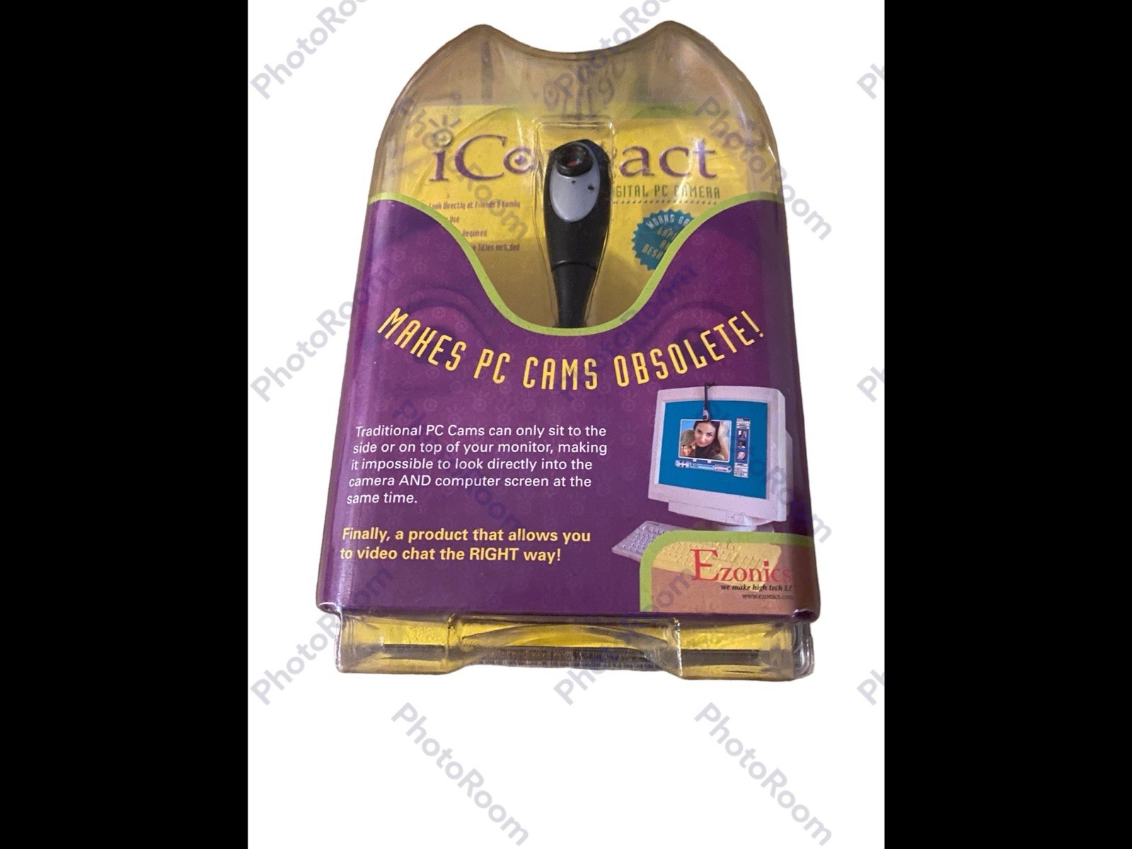Ezonics iContact Webcam EZ-612, USB 1.0/1.1, Manual Focus, Clip-On, Black/Silver