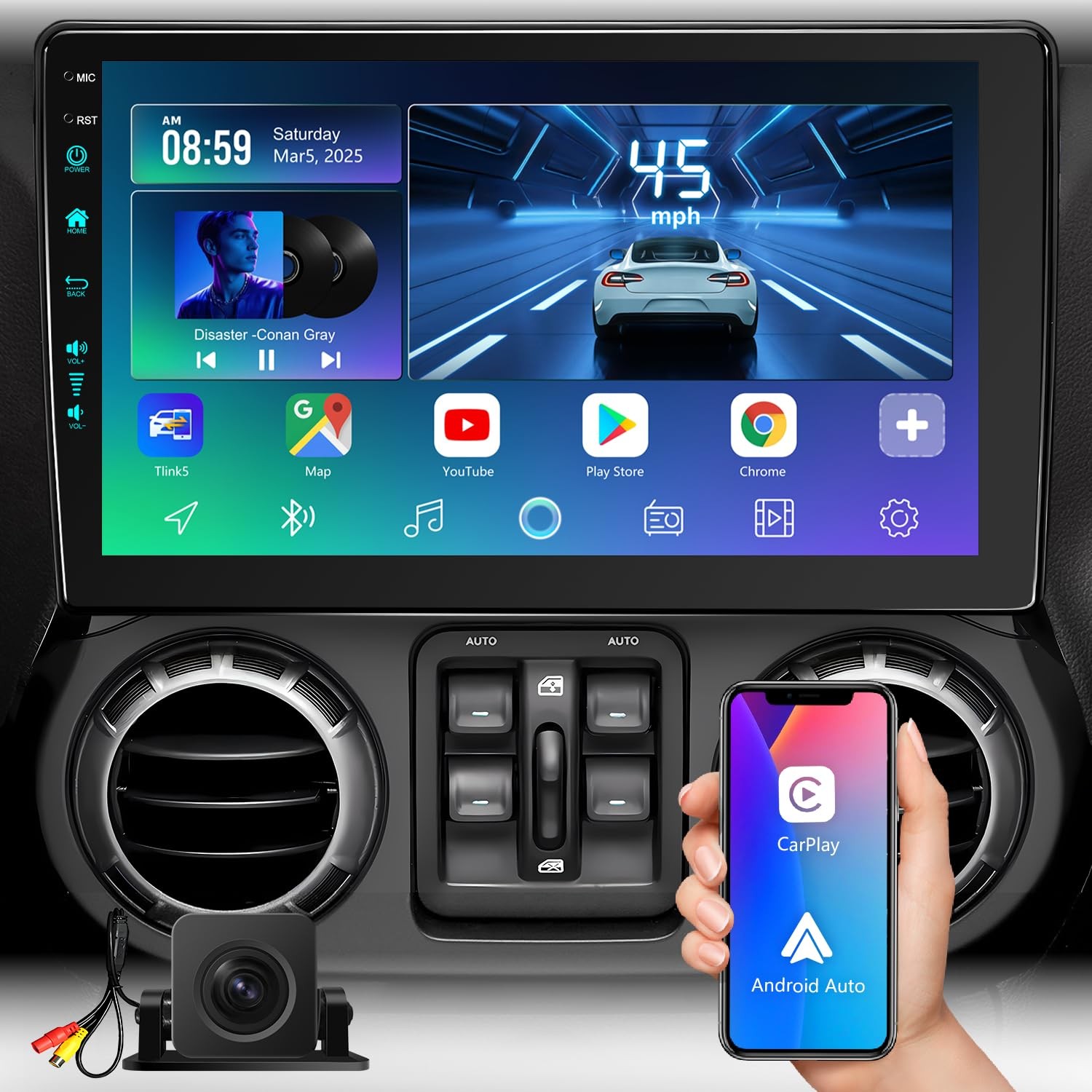 10.2" Wireless Carplay & Android Auto 4+64 Stereo for 2011-2018 Jeep Wrangler