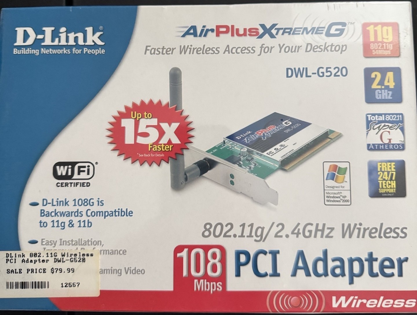 D-link Air Plus Wireless Network DWL-G520 - 2.4GHz Wireless, PCI Adapter New