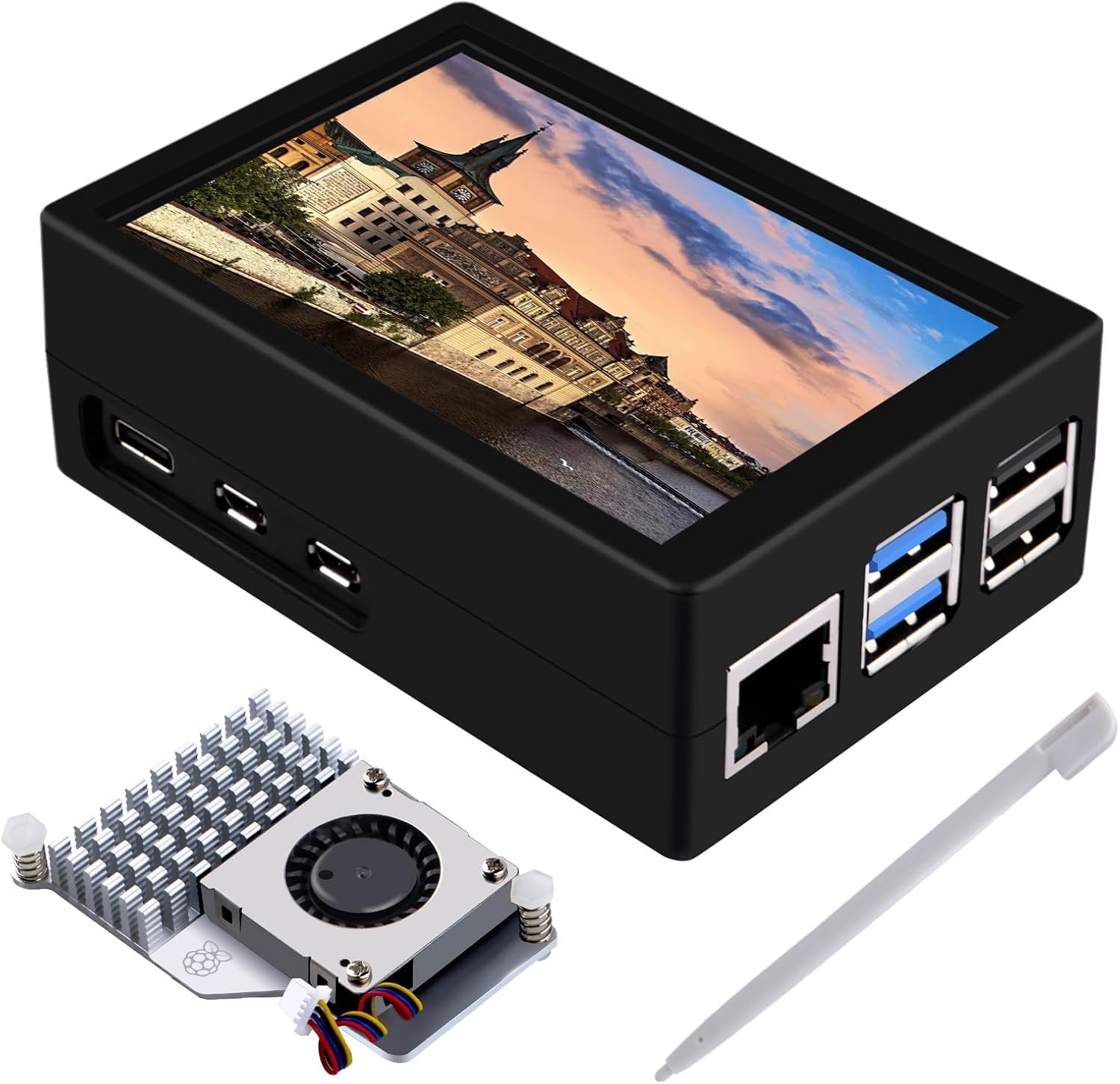 Geeekpi 3.5 Inch HDMI Touch Screen with Case for Raspberry Pi 5, with Official