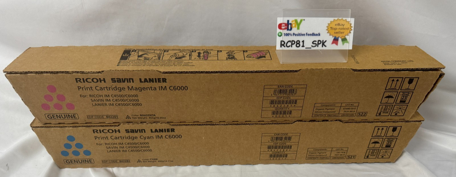 Ricoh IM C6000 Toner Set Cyan Magenta 842282 842281 OEM BNIB - FEDEX OVERNIGHT