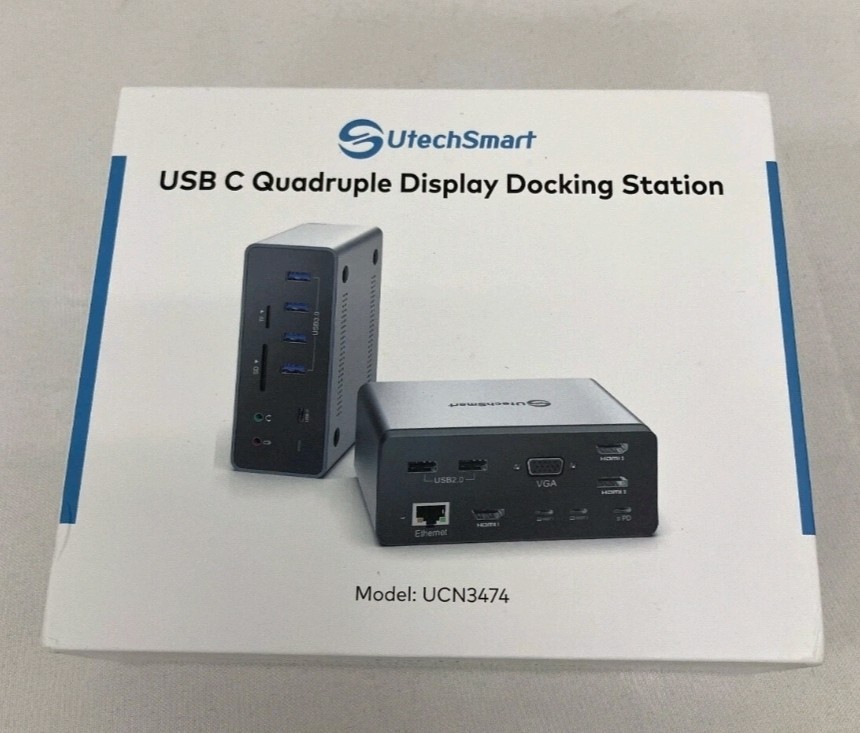 Docking Station, UtechSmart 15 in 1 Full Quadruple Display USB C (E3)