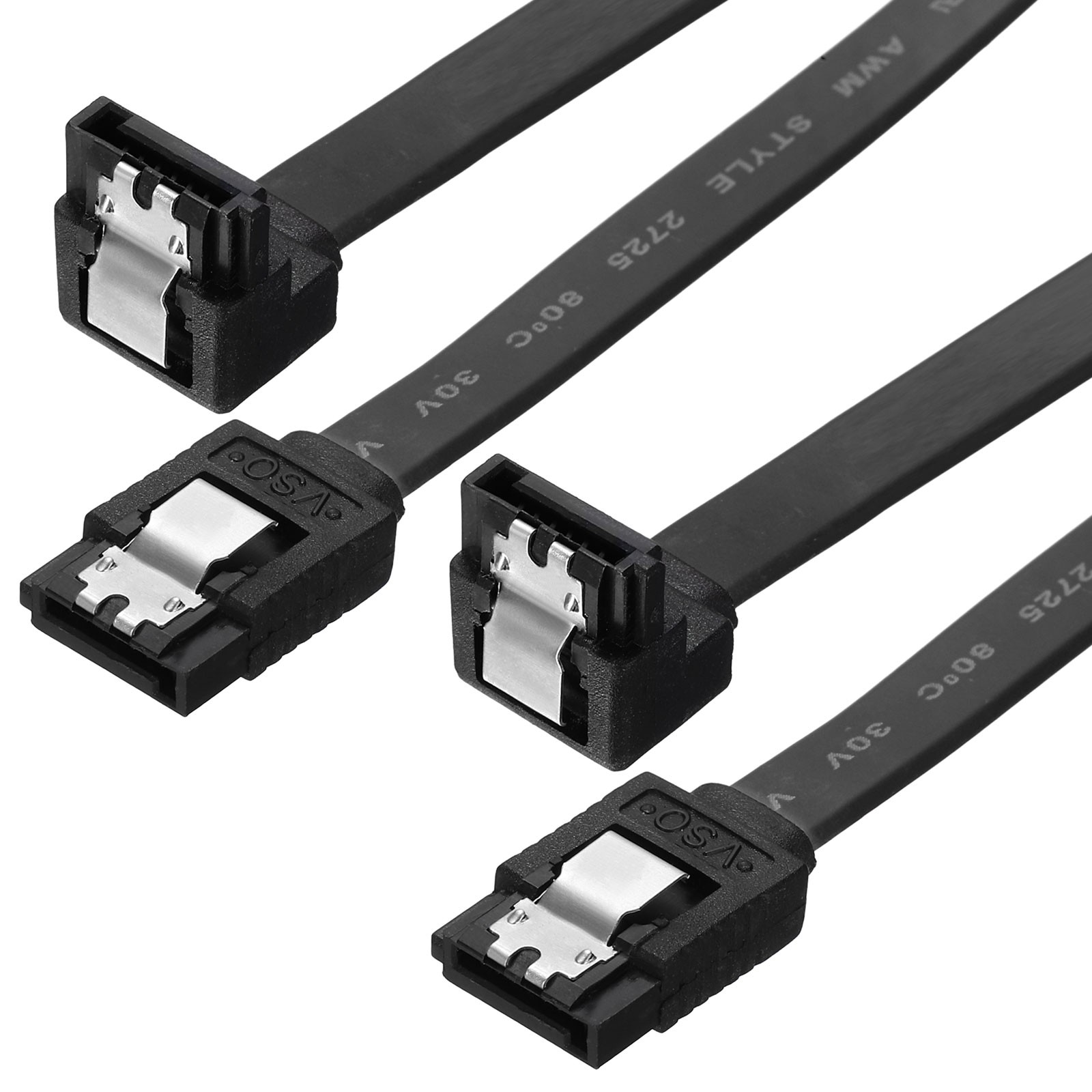 80cm SATA 3.0 Cable, 2 Pack Elbow Angled High Speed Data Cable, Black