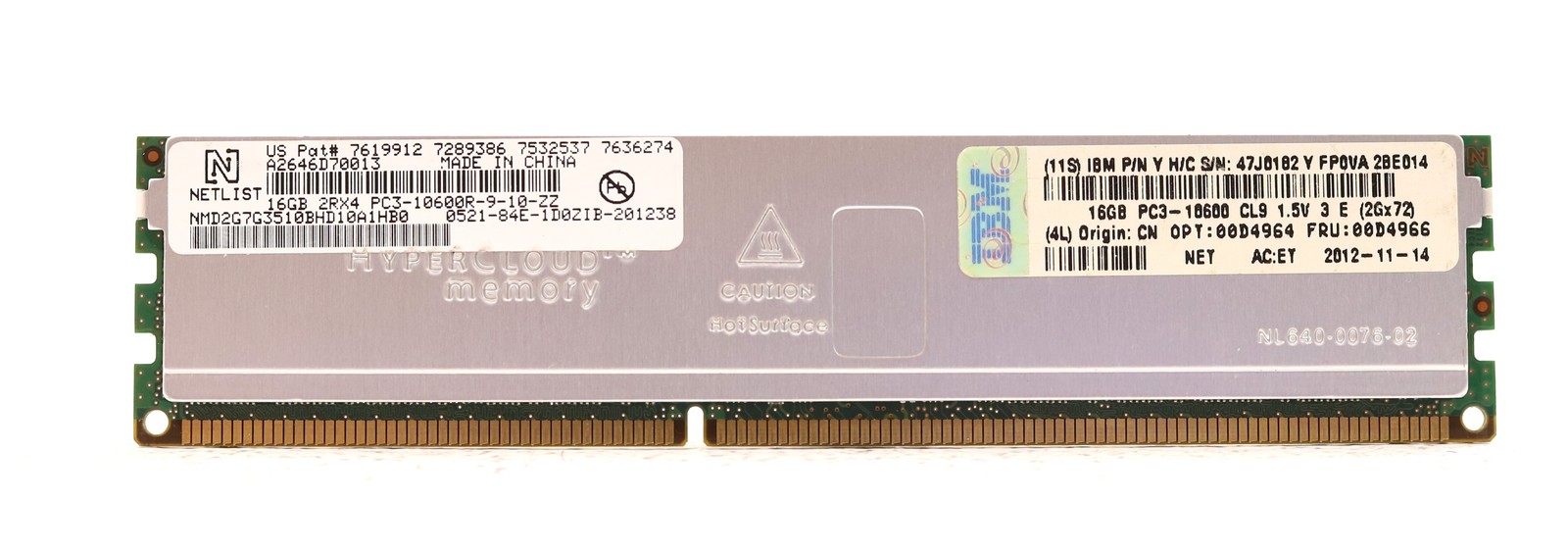 Netlist 16GB 2Rx4 PC3-10600R-9-10-ZZ ECC REG Server RAM NMD2G7G3510BHD10A1HB0