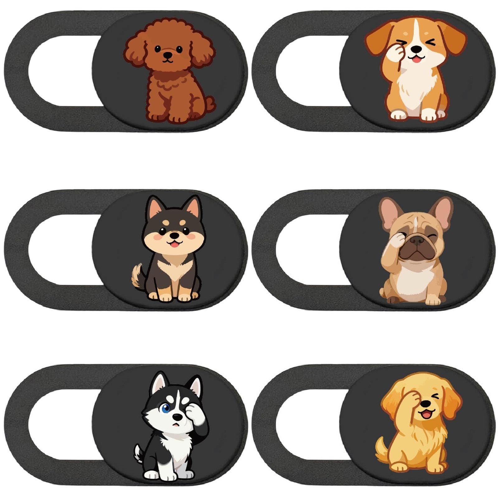 6Pcs 6 Styles Laptop Cover Slide Dog 0.04 Inch Ultra Thin Webcam Cover Cute P...