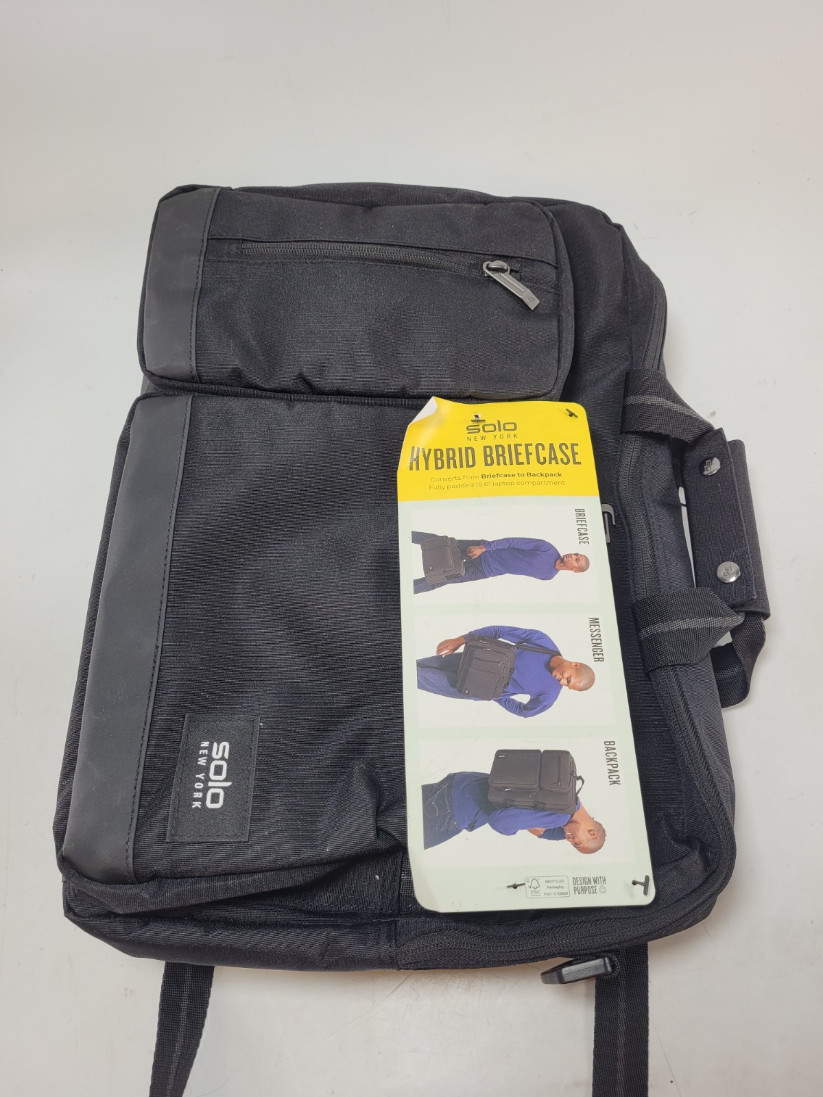 Solo New York Duane Hybrid Briefcase Backpack 15.6 Inch Laptop Bag Black