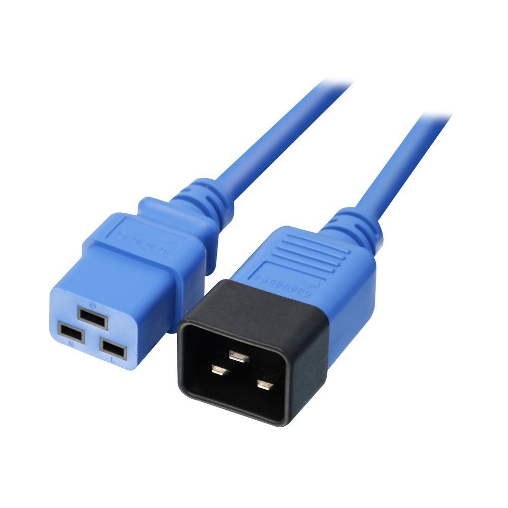 LINDY 1m IEC C19 to C20 Extension Cable, Blue Blue 1m Single
