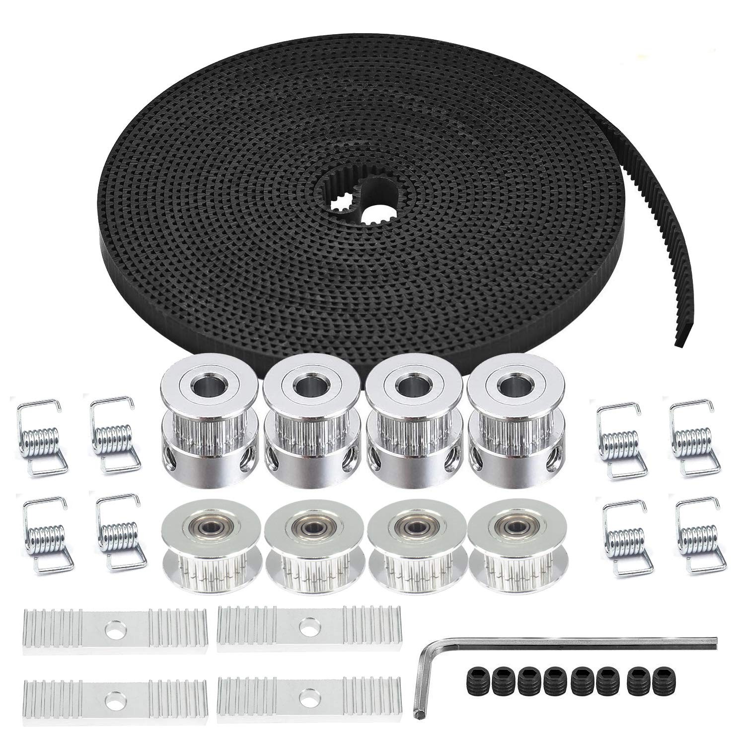 5M GT2 Timing Belt 6mm Width + 4pcs 20 Teeth 5mm Bore Timing Pulley Wheel + 4...