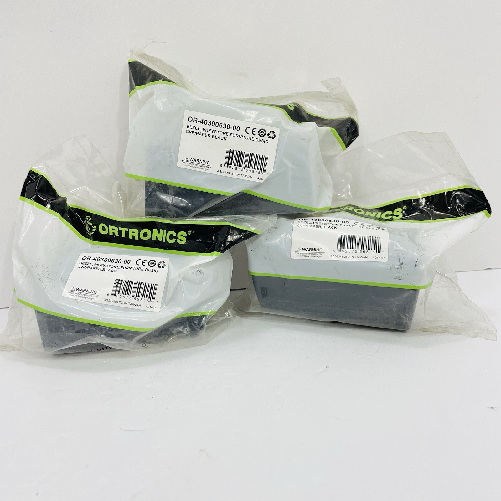 Qty 3 Legrand Ortronics OR-40300630-00 Black 4-Keystone Furniture Plate T569A