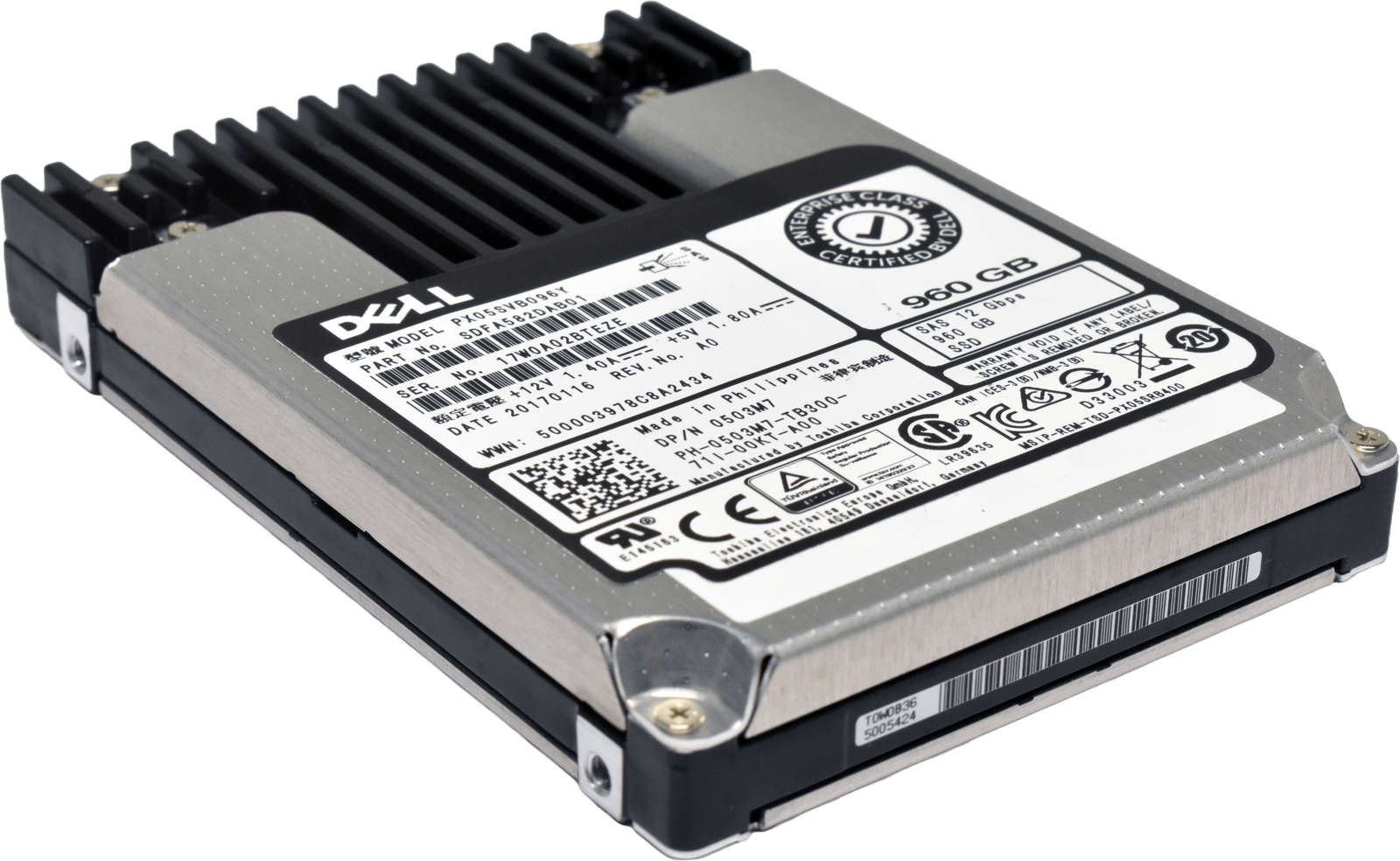 DELL Toshiba 960GB 2.5" 12G SAS SSD PX05SVB096Y 0503M7