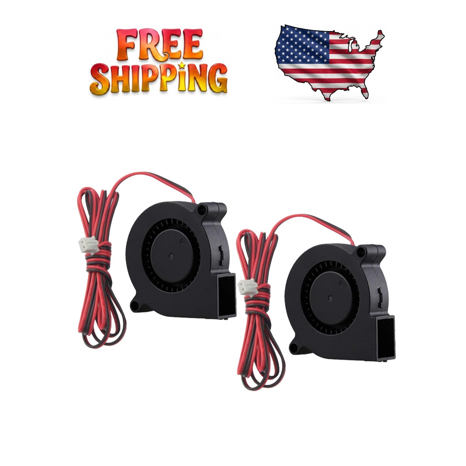 Durable 5015 12V Blower Fan 2-Pack - 6000 RPM, Low Noise for Efficient Cooling