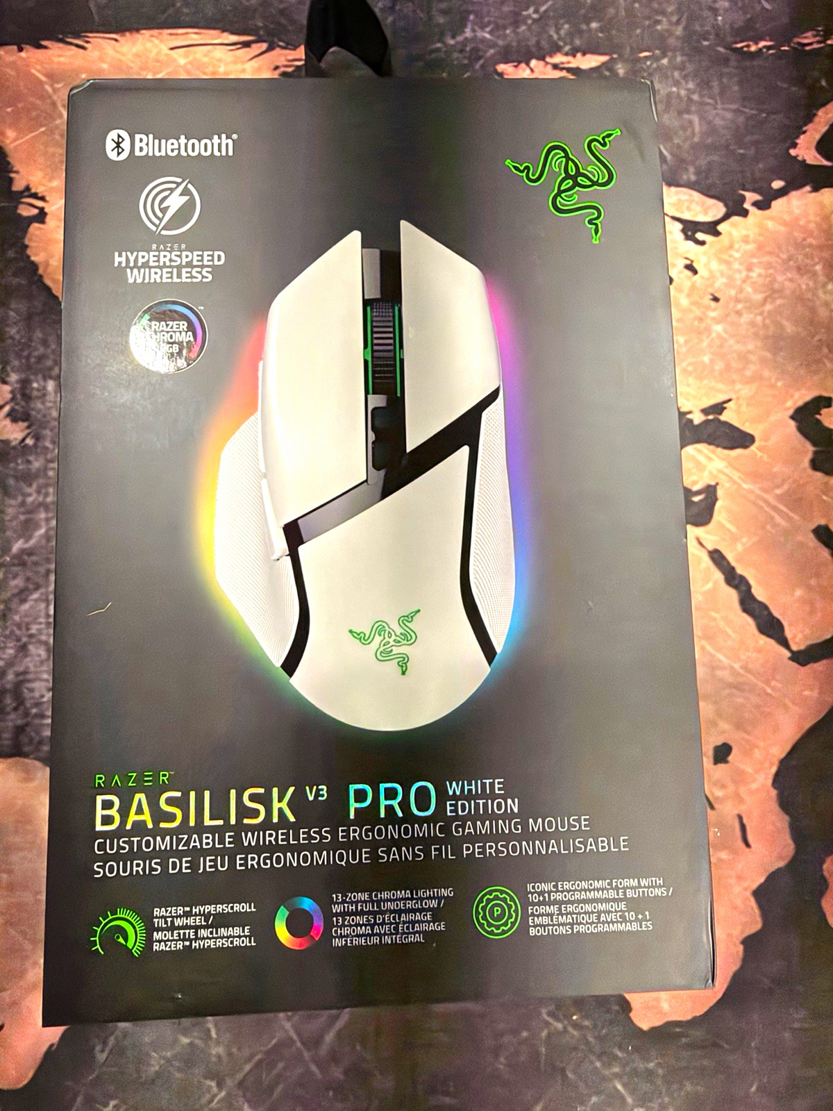 Razer Basilisk V3 Pro White Wireless/Bluetooth/USB 30000 DPI RGB 11Btn