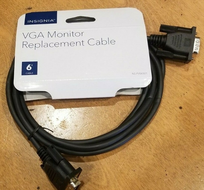 Insignia VGA Monitor Replacement Cable 6ft NS-PV06501-C Black New 