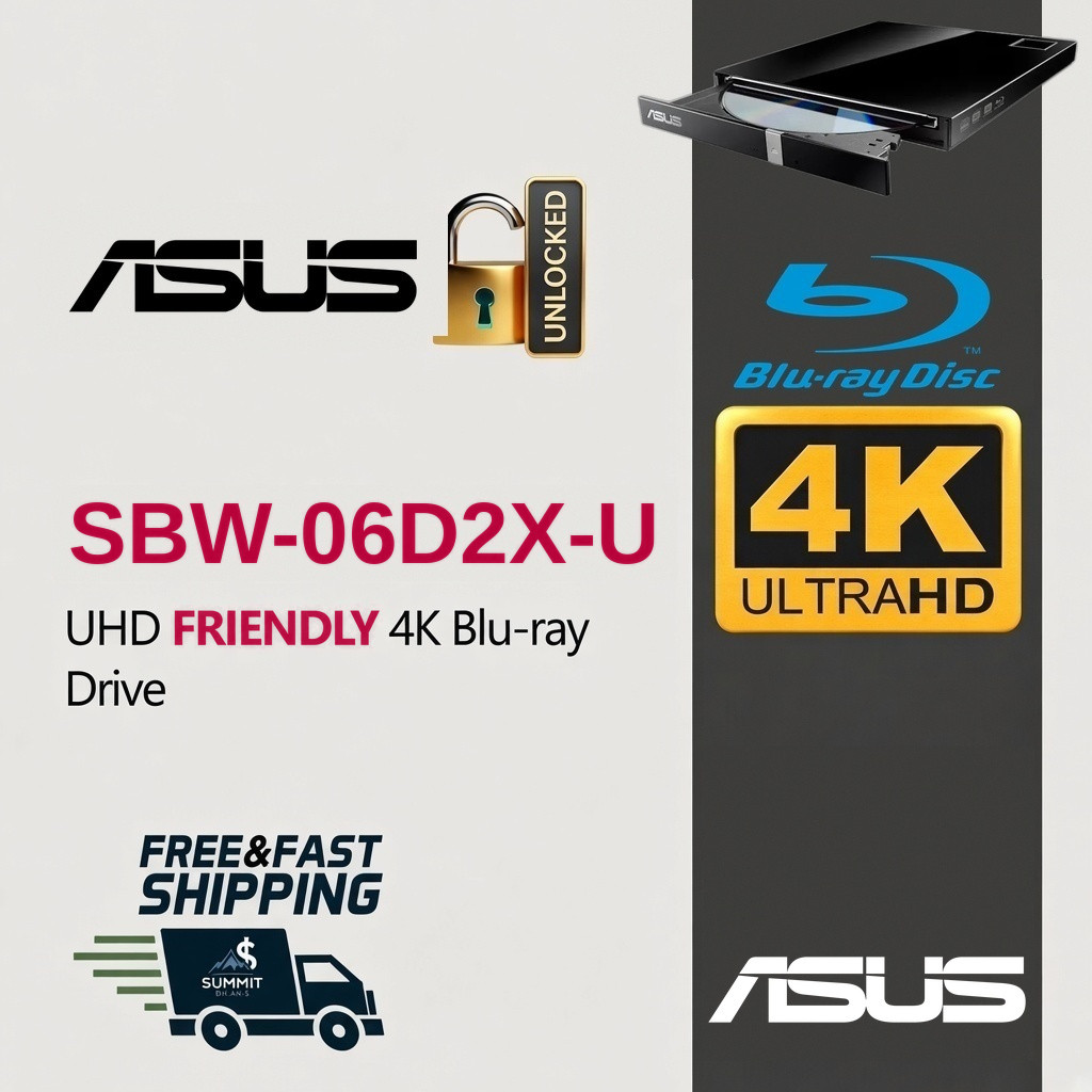ASUS SBW-06D2X-U PRE-FLASHED UHD Friendly 4K Blu-ray Burner LibreDrive MakeMKV