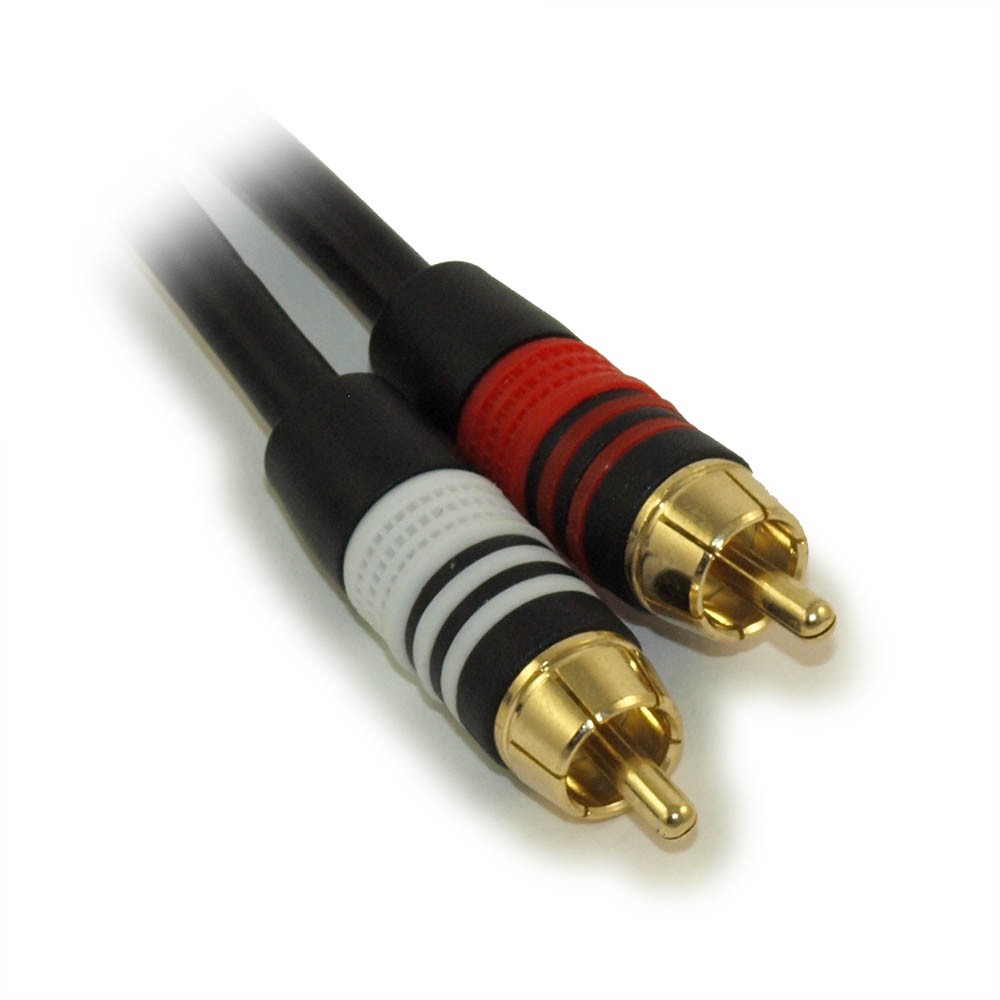 6inch 2 Wire RCA Premium Component Audio Cables  24K Gold Plated  Black