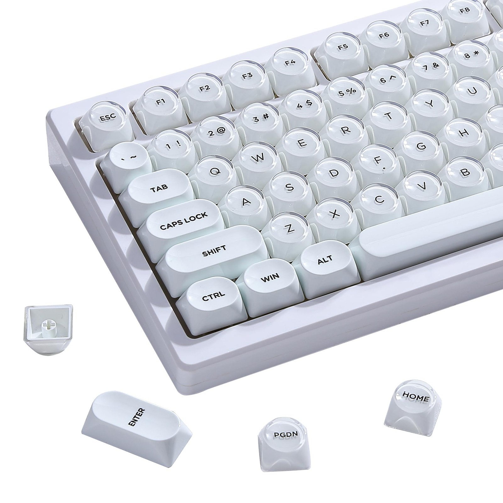 129 Keys MOA Profile White Jelly Custom Keycaps Fits MX Switches Office Supply