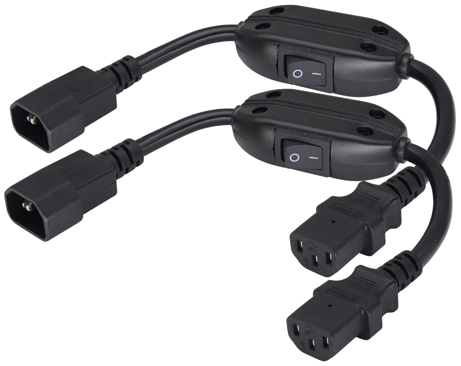 2 PCS IEC320 C14 To C13 Power AC Adapter Cable Switch 0.3m/1ft Extension