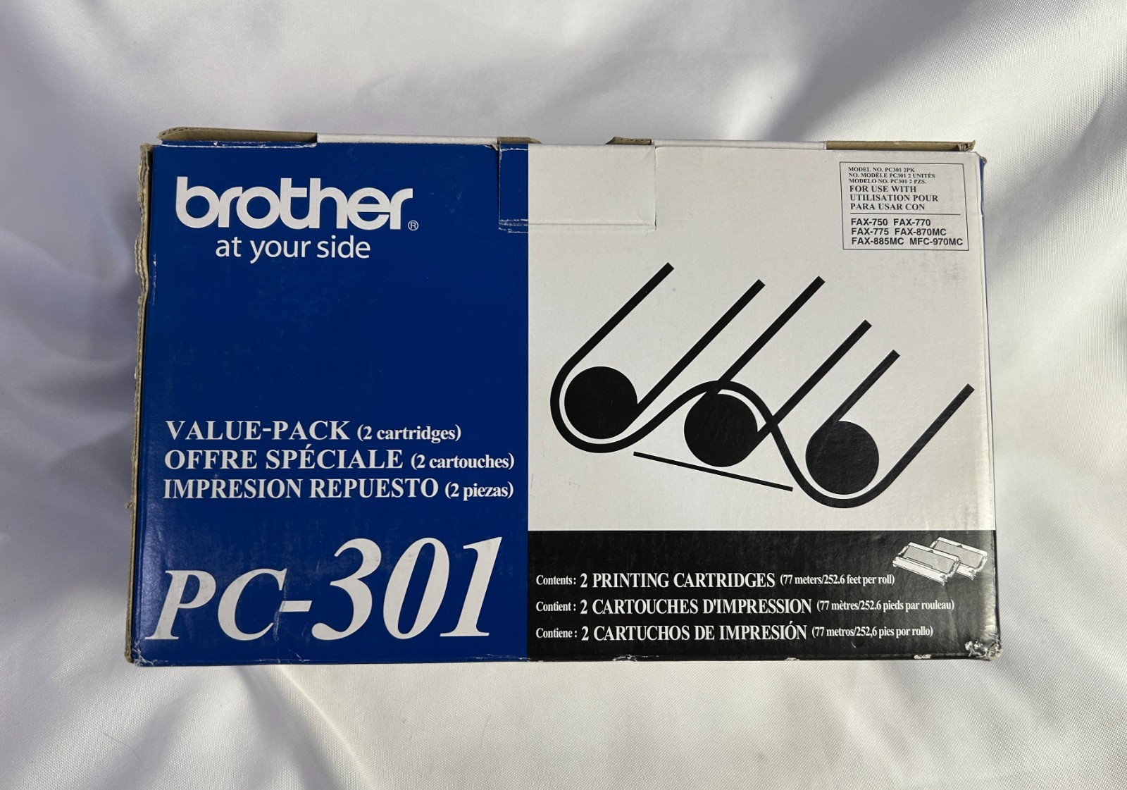 Genuine Brother PC-301 Black Thermal Transfer Print Cartridge Value 2 Pack *New 