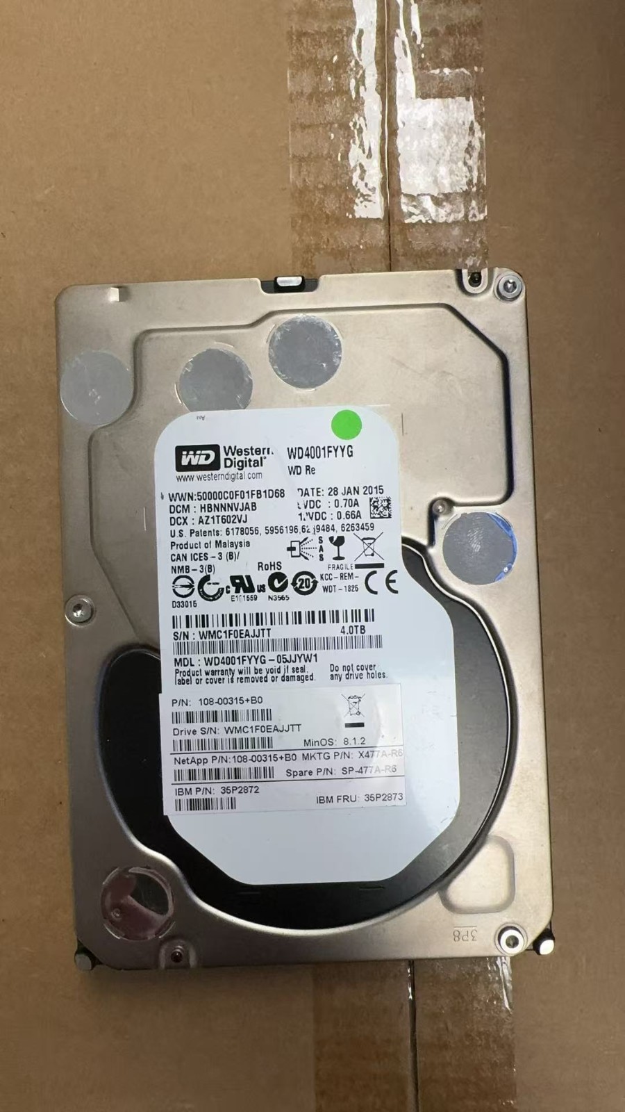 WD WD4001FYYG-05JJYW1 4TB 7.2K SAS 12Gb/s HDD NetApp X477A-R6 IBM 35P2873