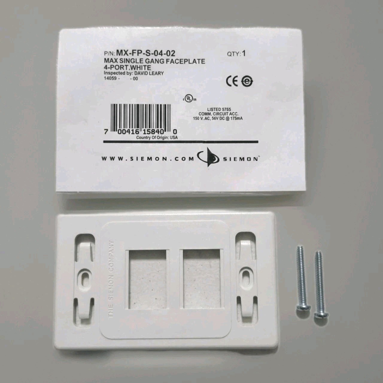Siemon MX-FP-S-04-02 MAX 4-Port Single Gang Faceplate Wall Plate White LOT OF 65