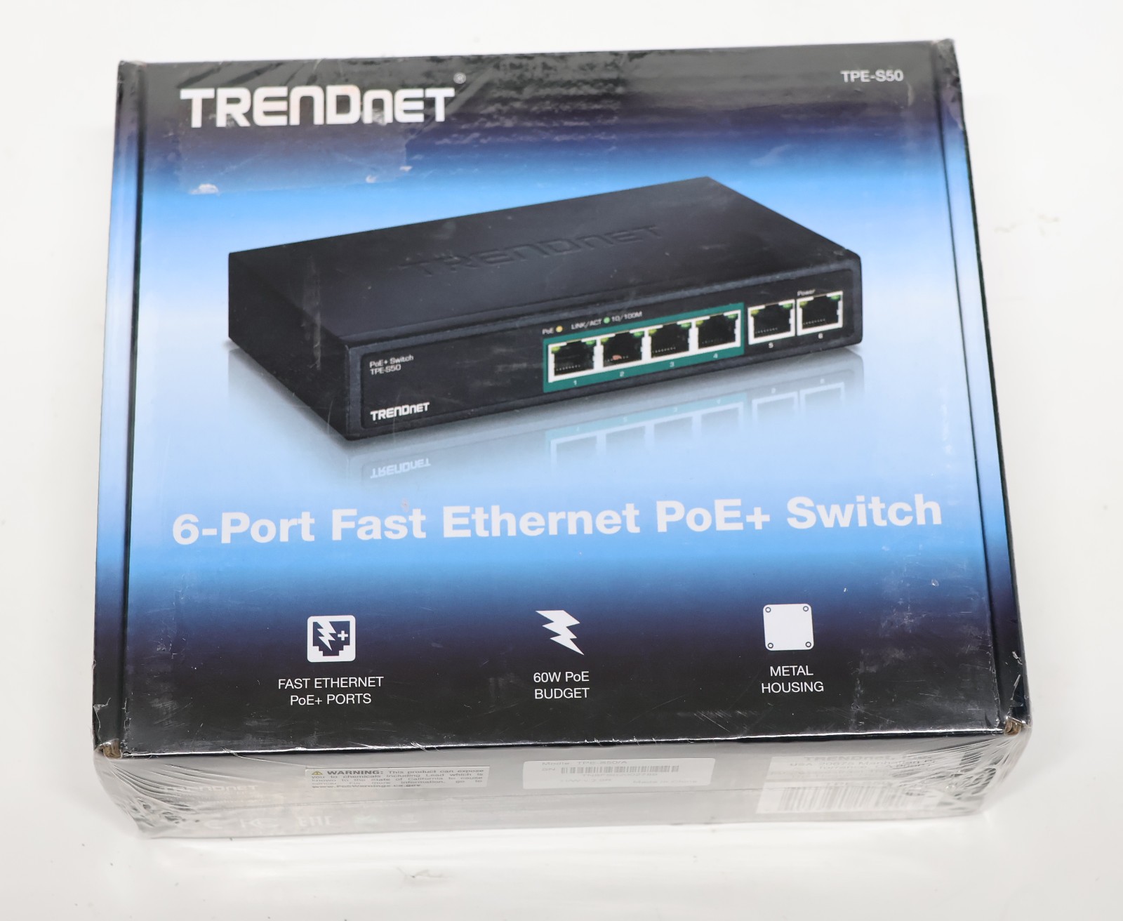 TRENDnet TPE-S50 6-Port Fast Ethernet PoE+ Switch New In Box