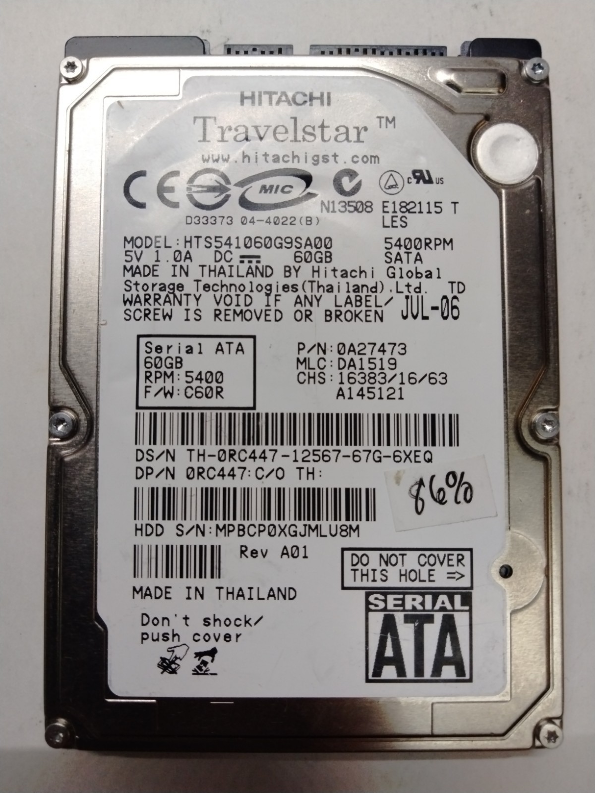 HITACHI Travelstar 2.5 Inch SATA HDD [60GB]