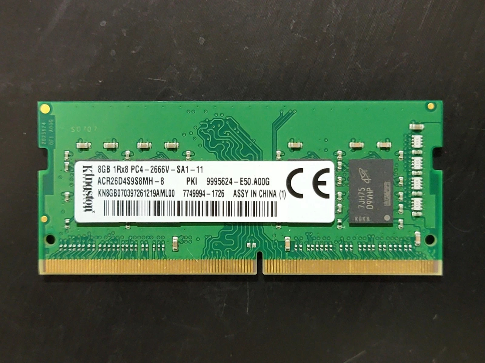 GREEN - KINGSTON 8GB DDR4 1RX8 PC4-2666-SA1-11 LAPTOP RAM MEMORY