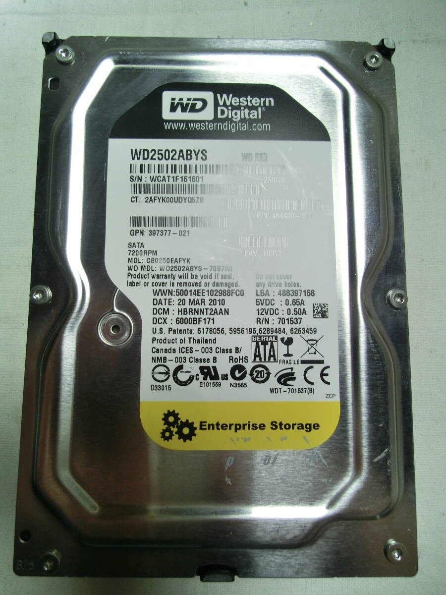 Used WD WD2502ABYS 250GB/16MB 34533 hours usage - Control No. G011
