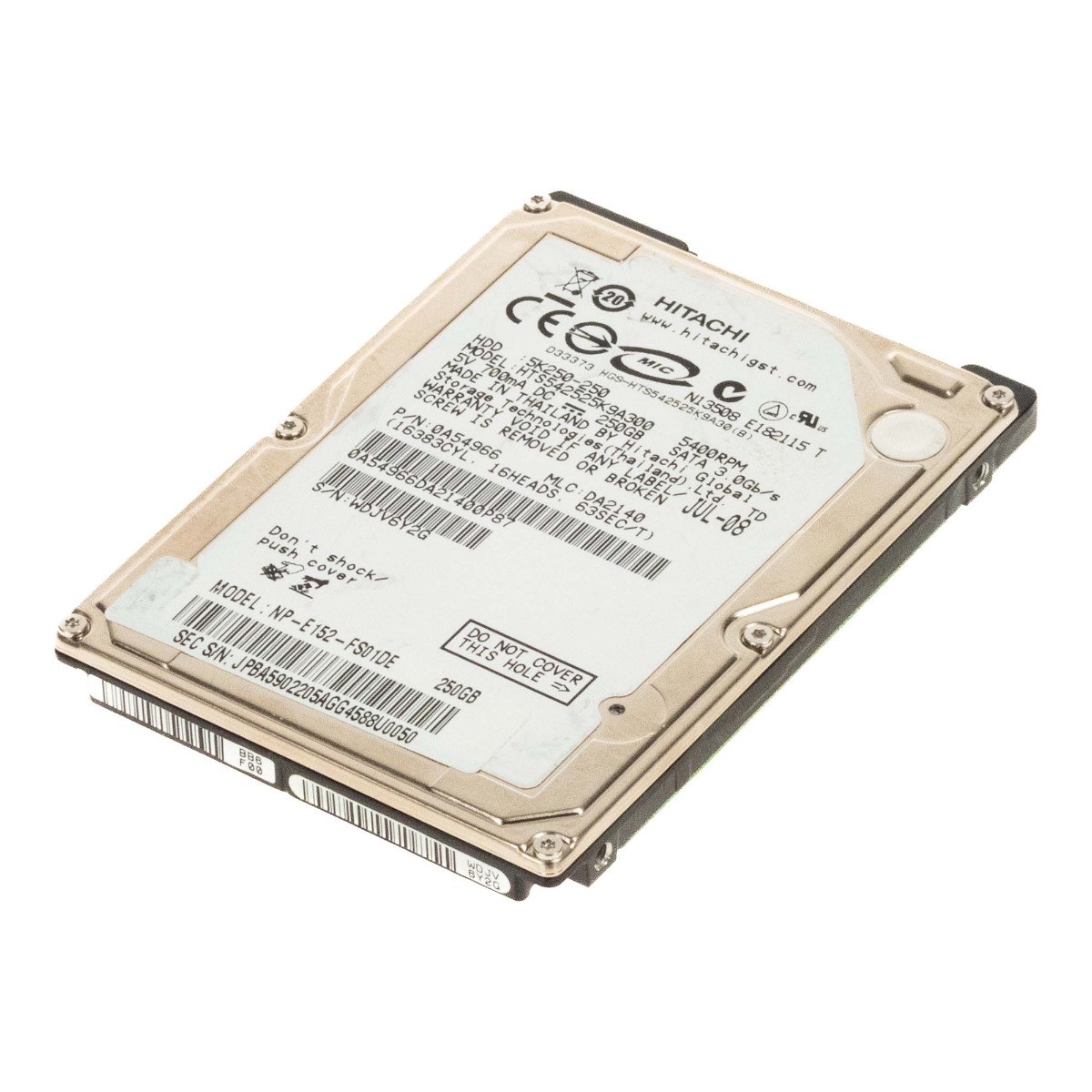 HARD DRIVE HITACHI TravelStar 5K250 HTS542525K9A300 250GB 5.4K 8MB SATA II 2.5