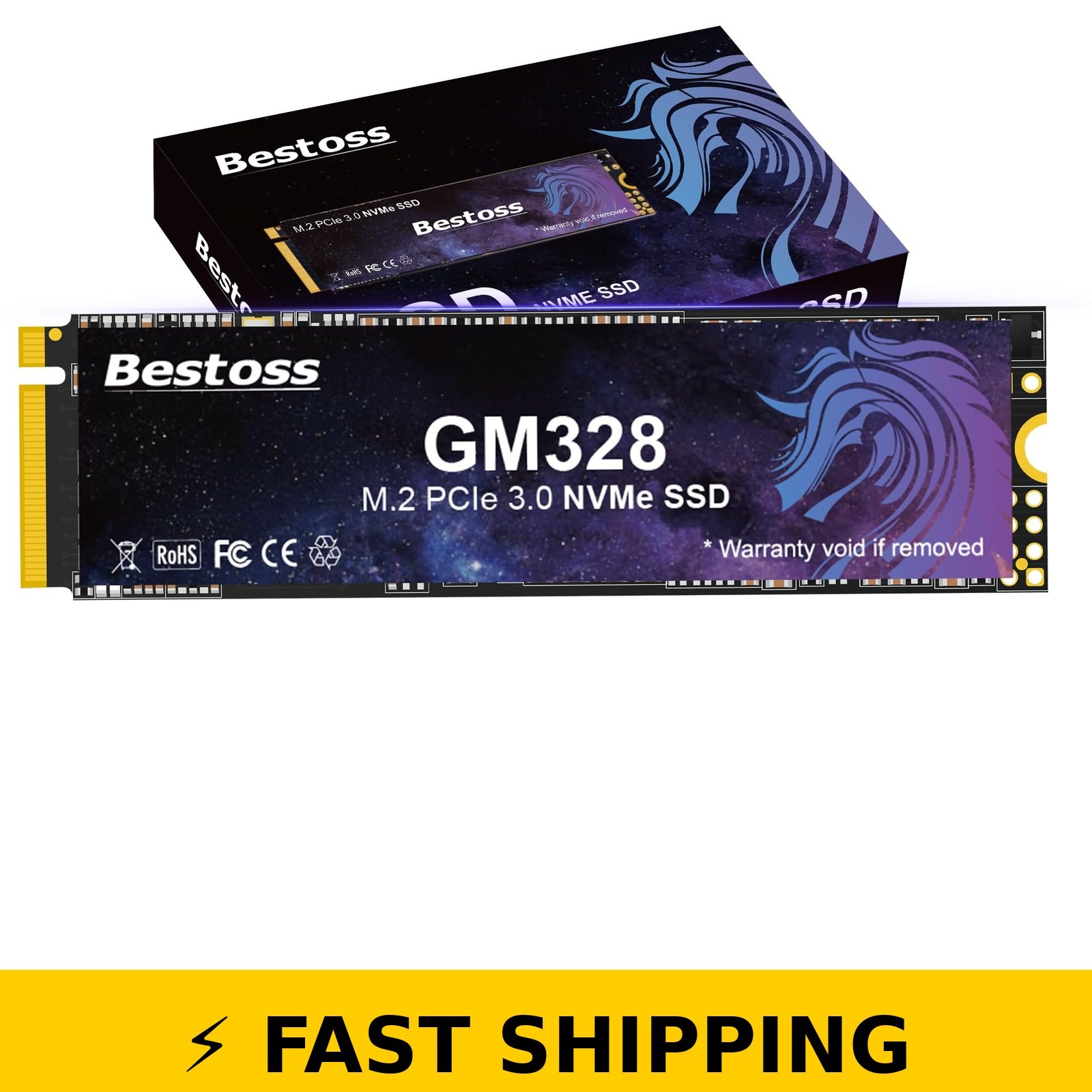 Bestoss 512GB PCIe Gen3 NVMe M.2 SSD Up to 3500MB/s