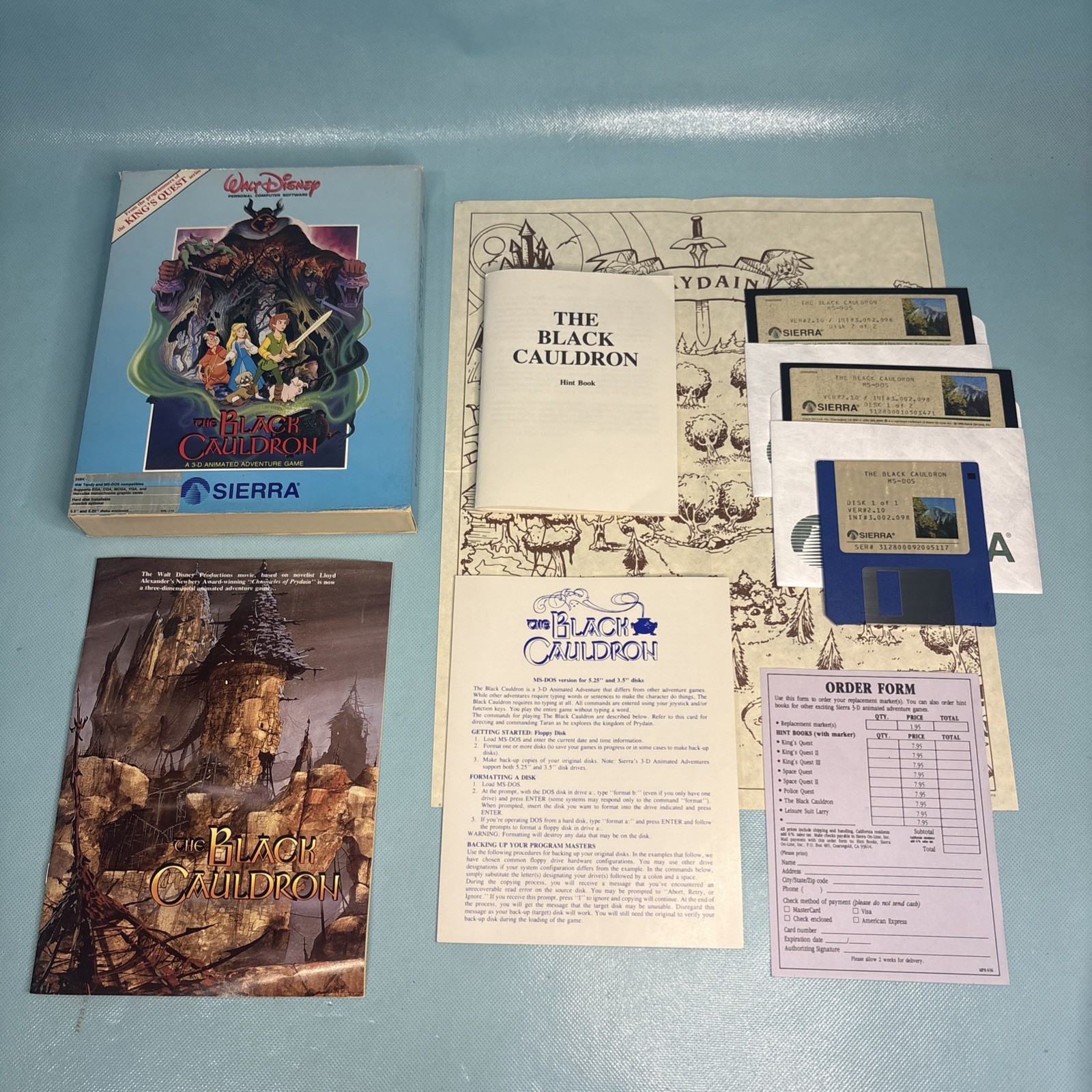 The Black Cauldron Computer Vintage PC Game IBM 256k 5.25” Disks - Sierra