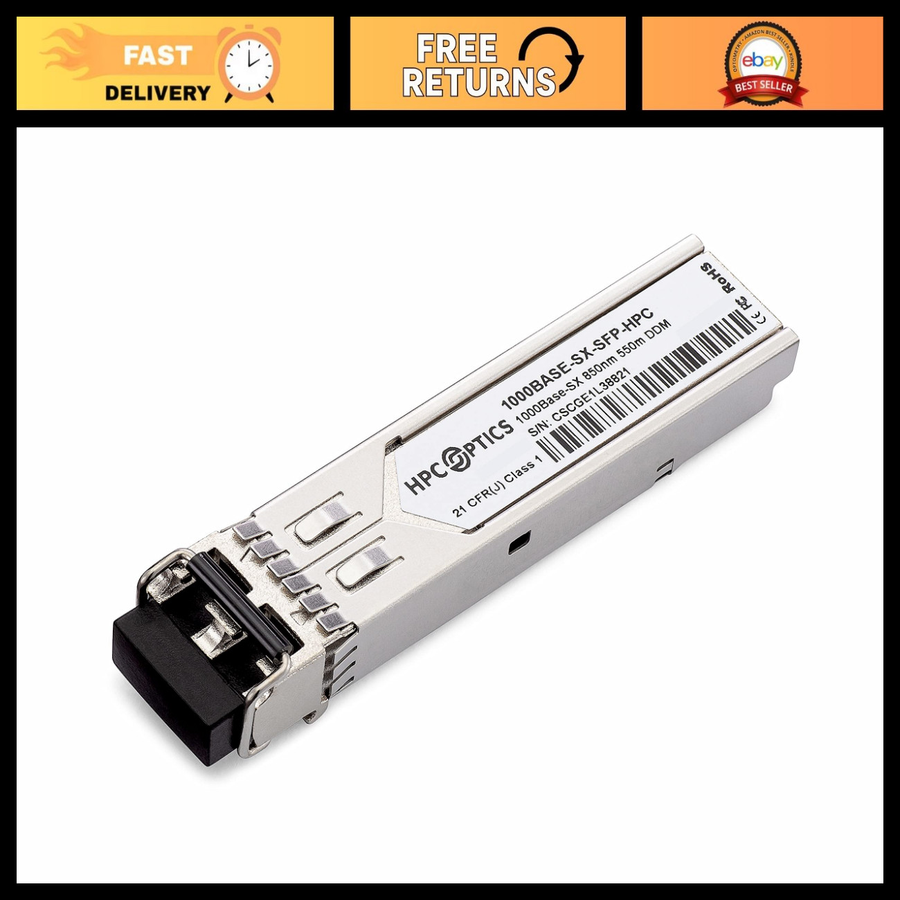1000BASE-SX SFP Transceiver 1G SX MMF 850nm Compatible with HPE Aruba J4858D